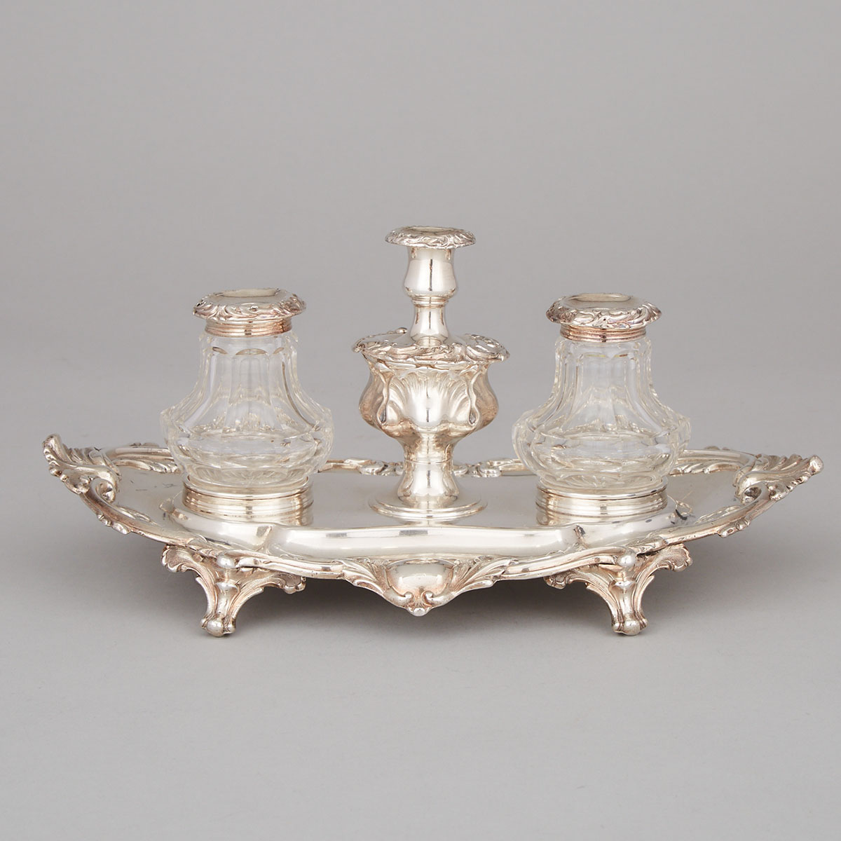 Victorian Silver Plate and Cut Glass Inkstand, c.1840