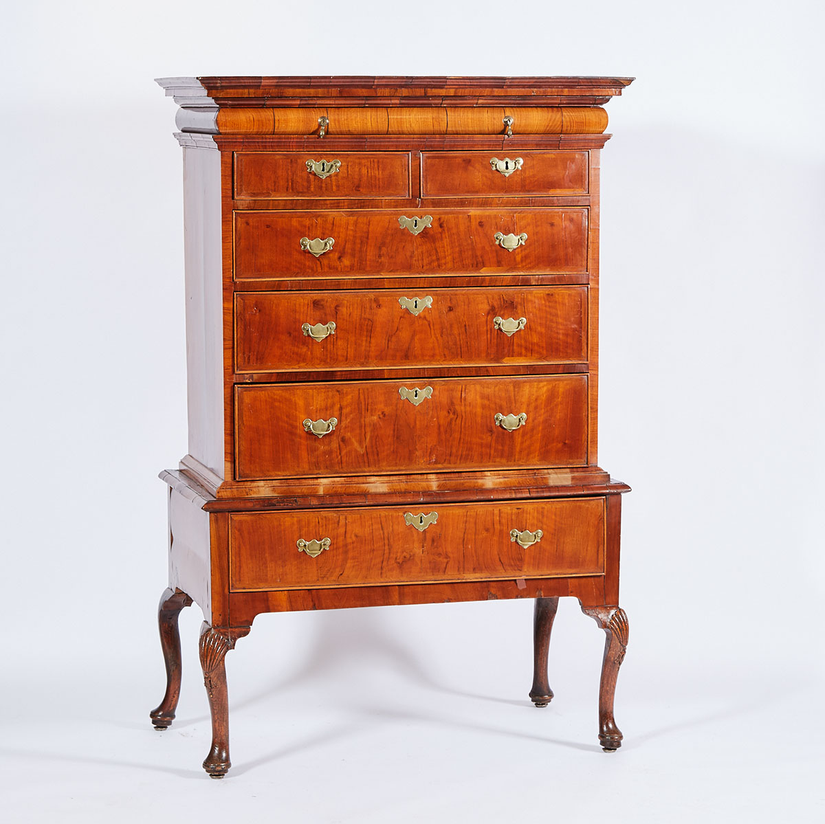 William and Mary Figured Walnut Chest on Stand, early 18th century
