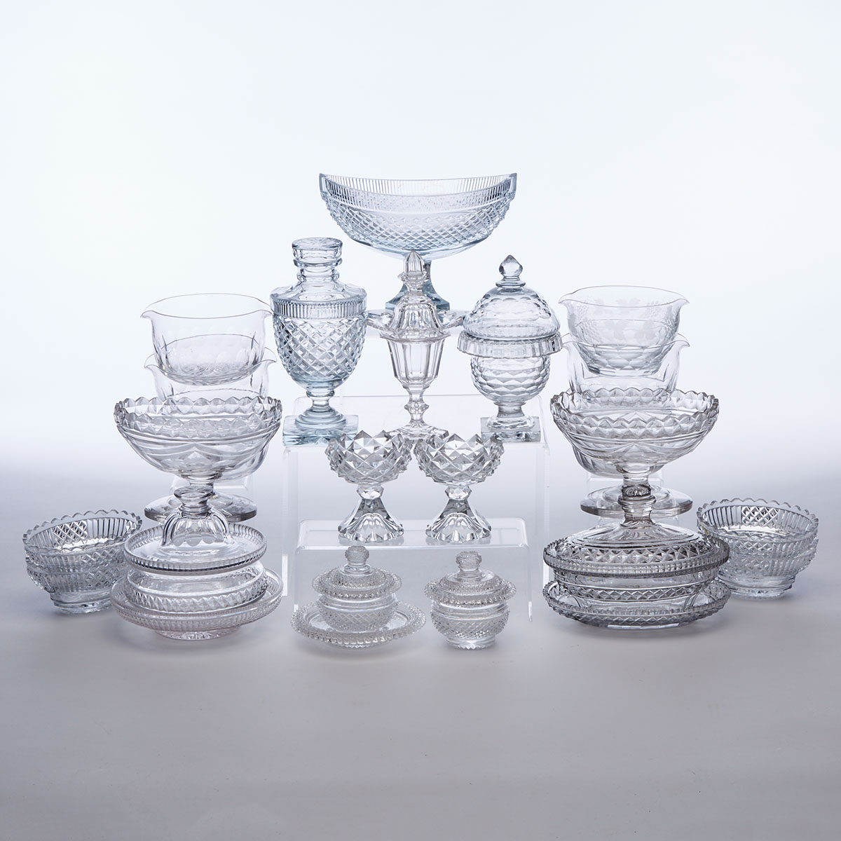 Group of Anglo-Irish and Continental Cut Glass, 19th century