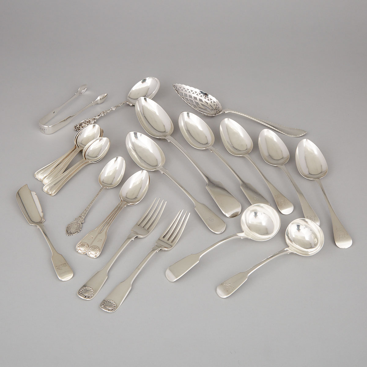 Group of English, Dutch and North American Silver Flatware, 18th-20th century