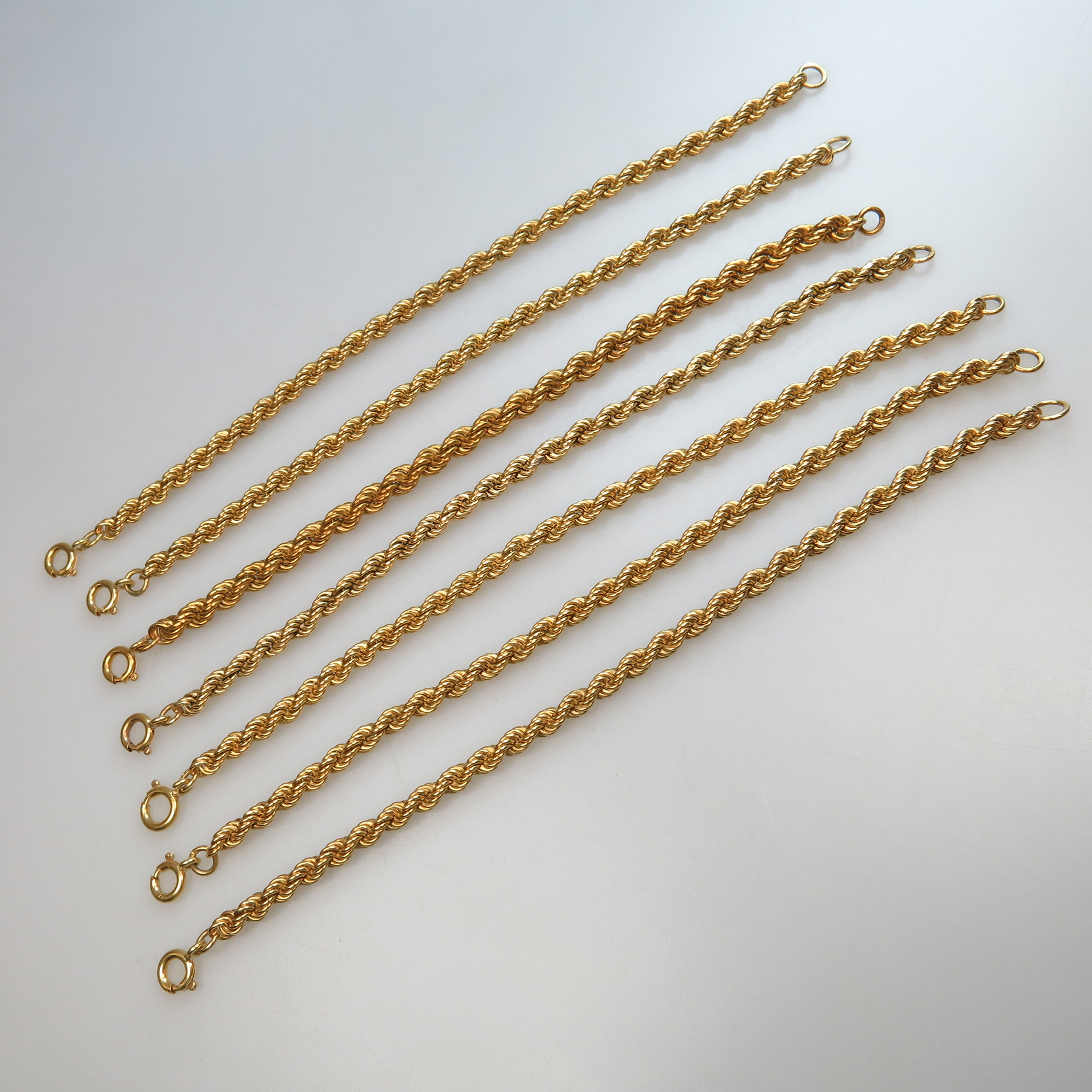 7 x 18K Yellow Gold Rope Bracelets