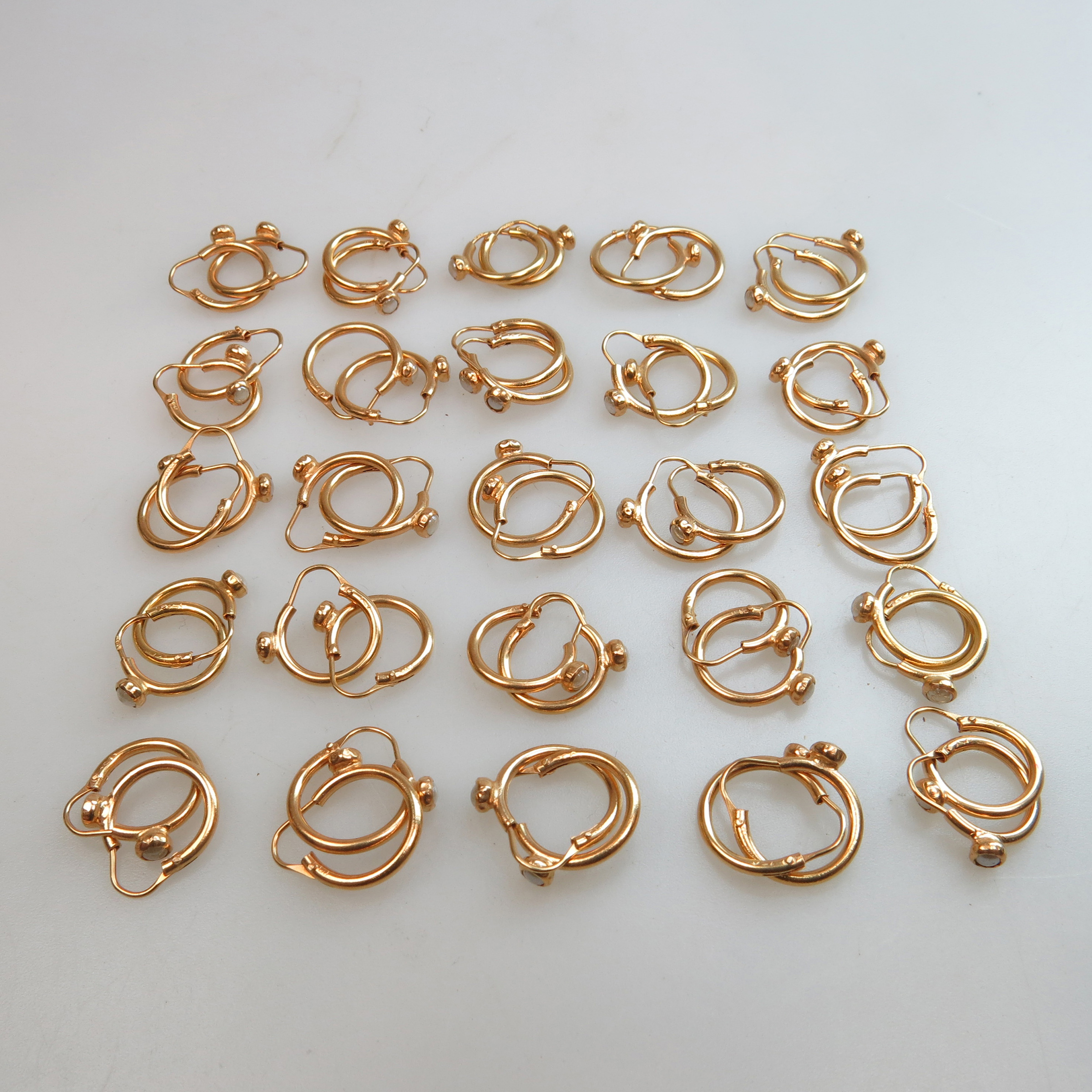 25 x Pairs Of 18K Yellow Gold Hoop Earrings