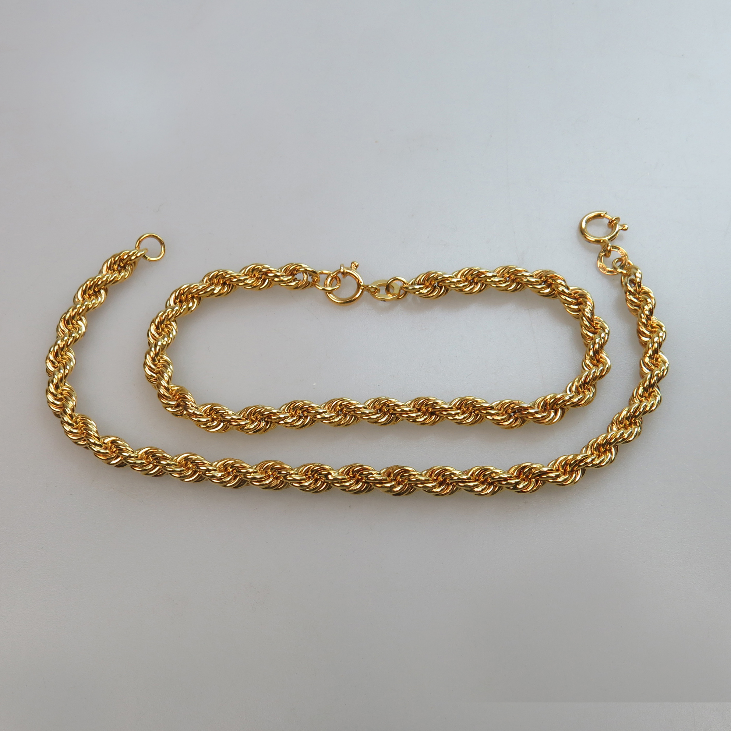 2 x  18k Yellow Gold Rope Bracelets