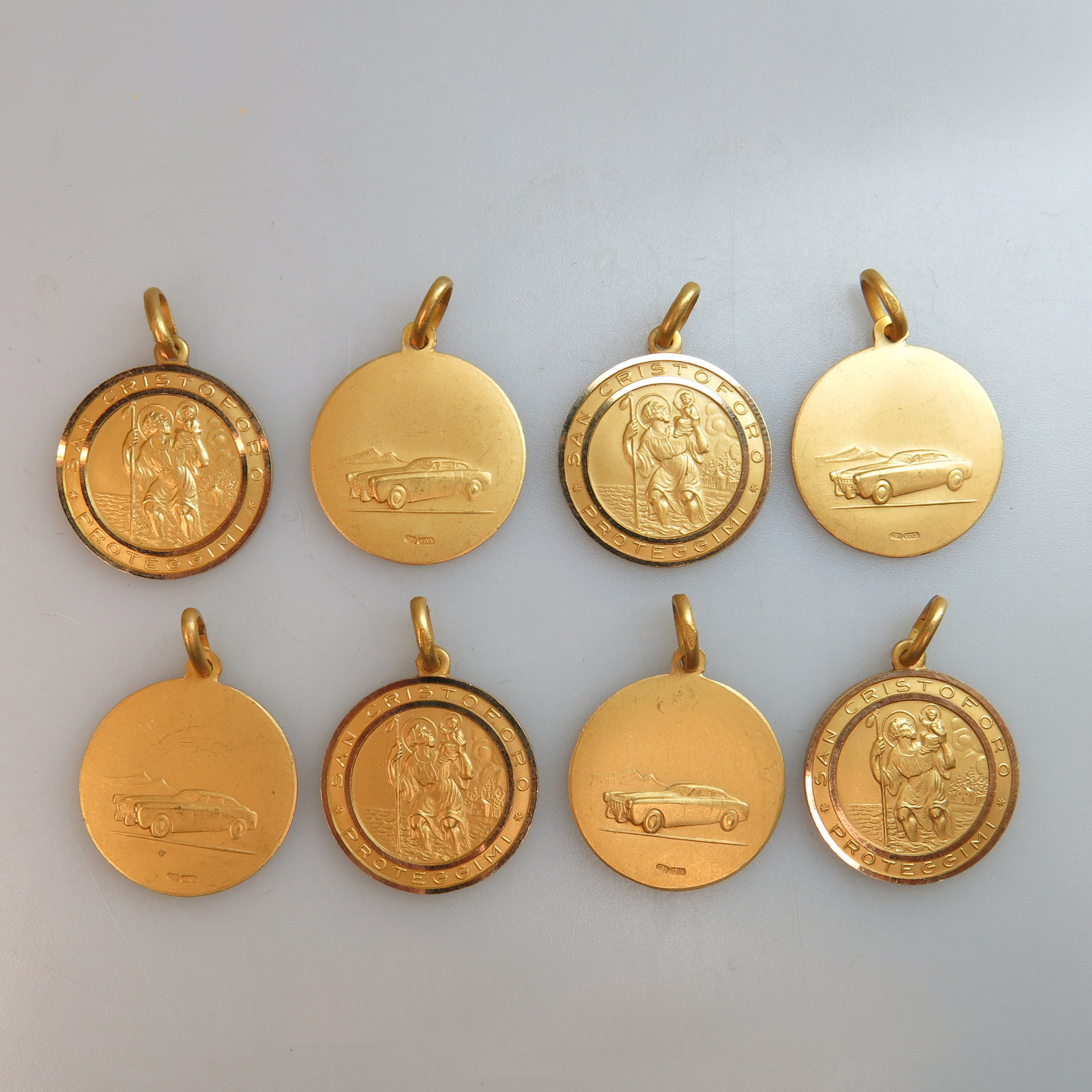 8  x 18k Yellow Gold St. Christopher Medallions