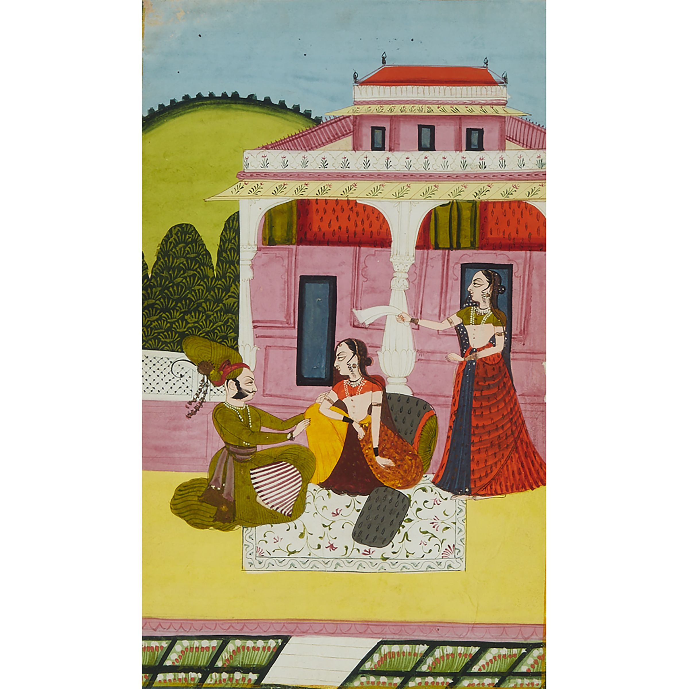 Jodhpur School, Prince with a Princess in Harem, 19th Century