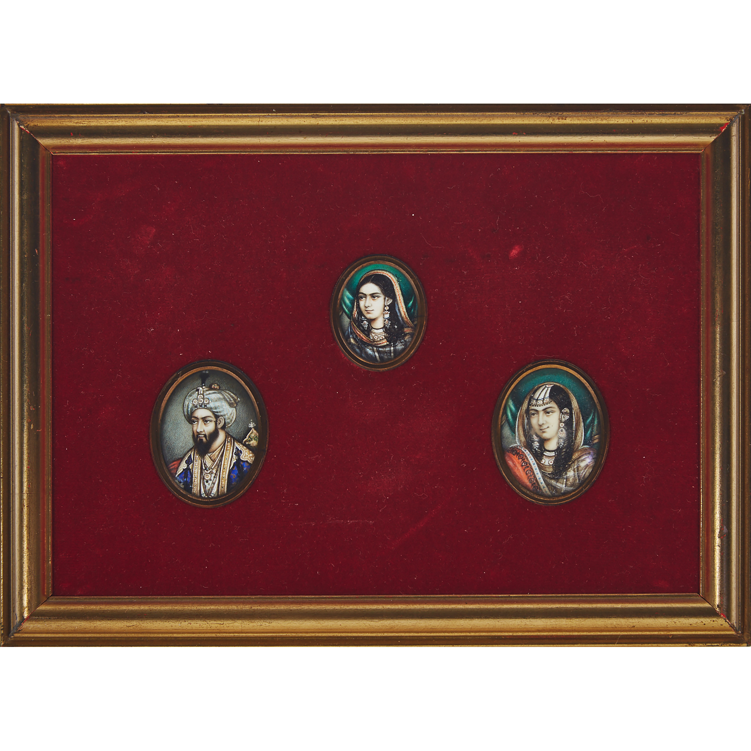 Company School, A Group of Three Portraits on Ivory, 19th Century