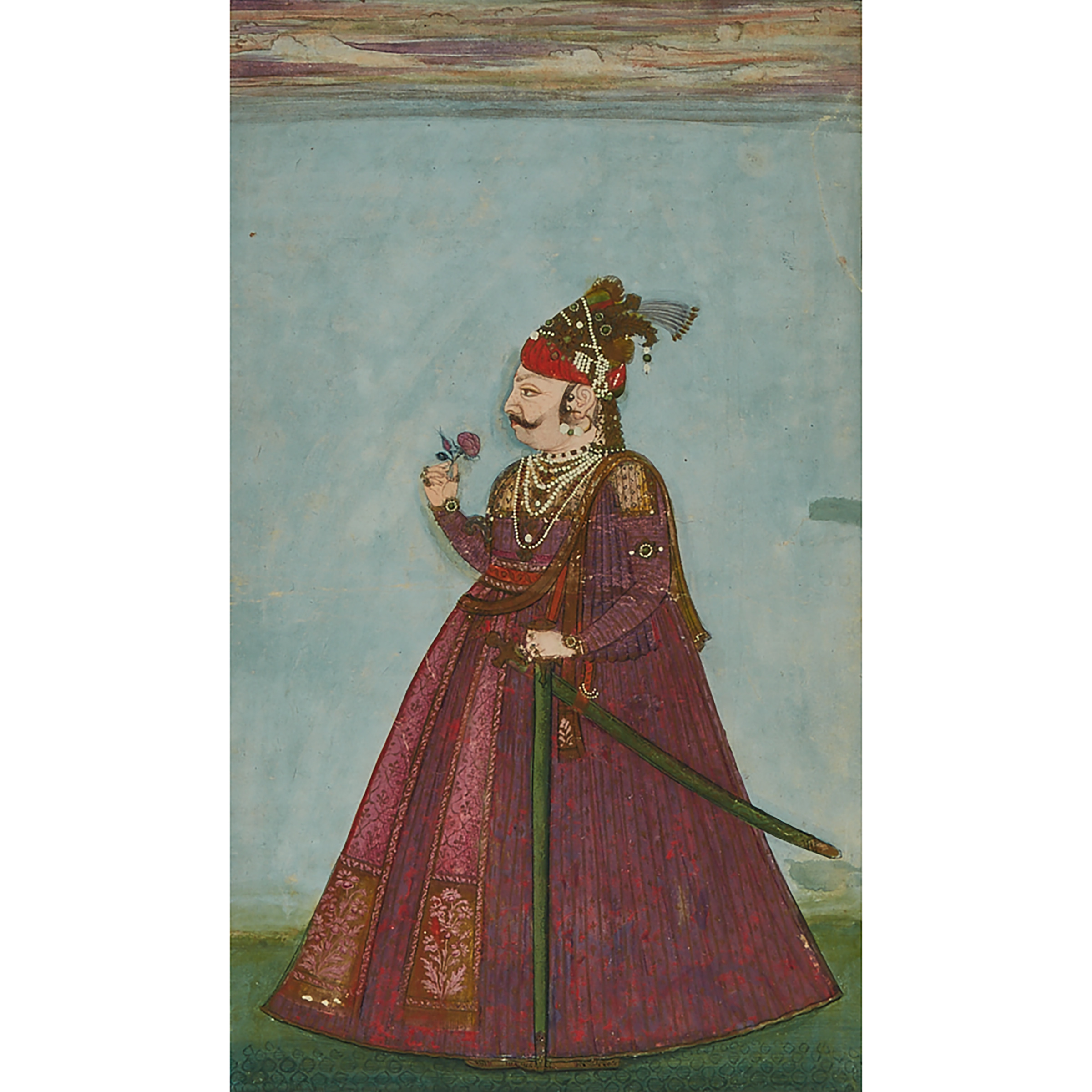 Bikaner School, Portrait of a Standing Prince, Early 19th Century