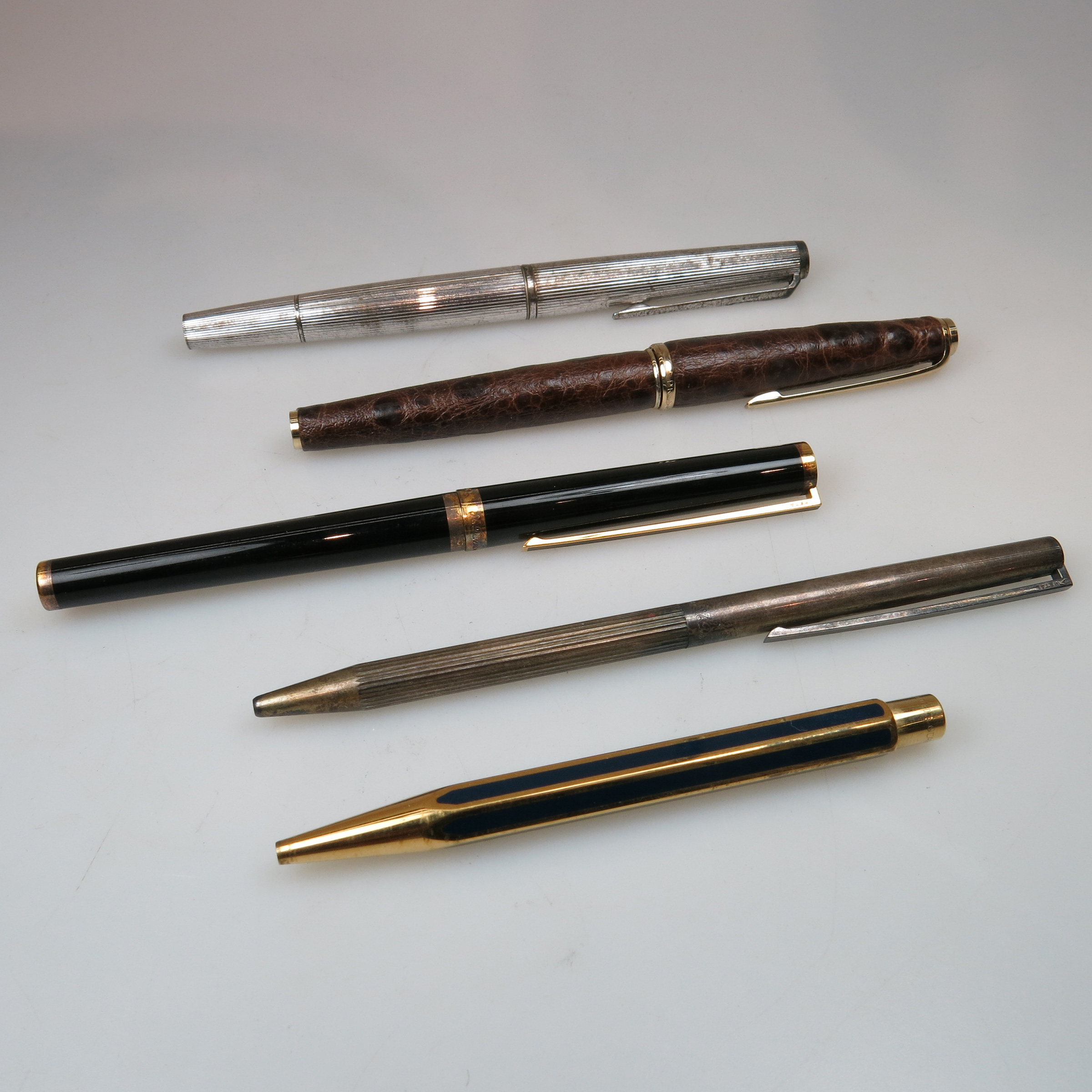 3 Fountain Pens And 2 Ballpoint Pens