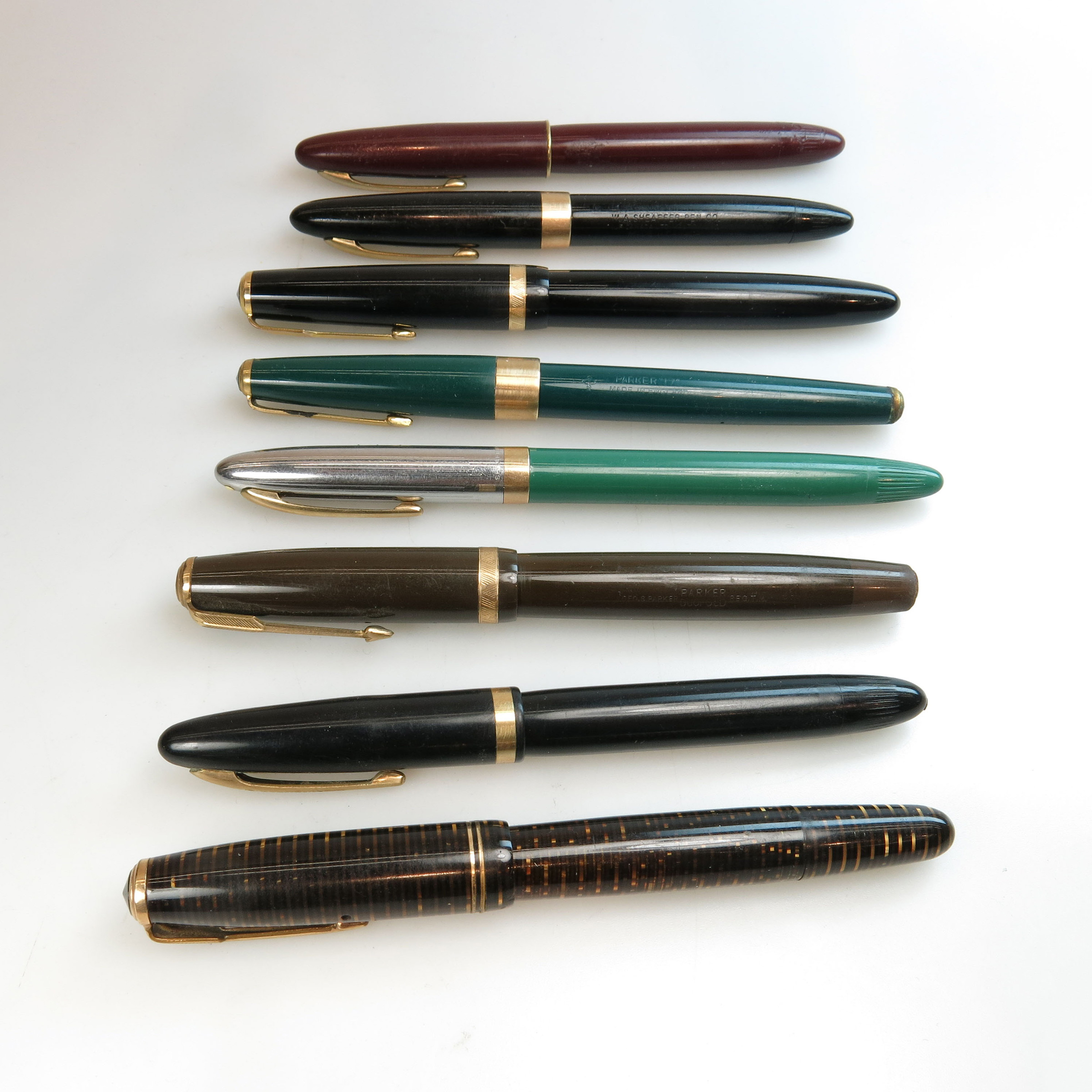4 Parker And 4 Sheaffer Fountain Pens