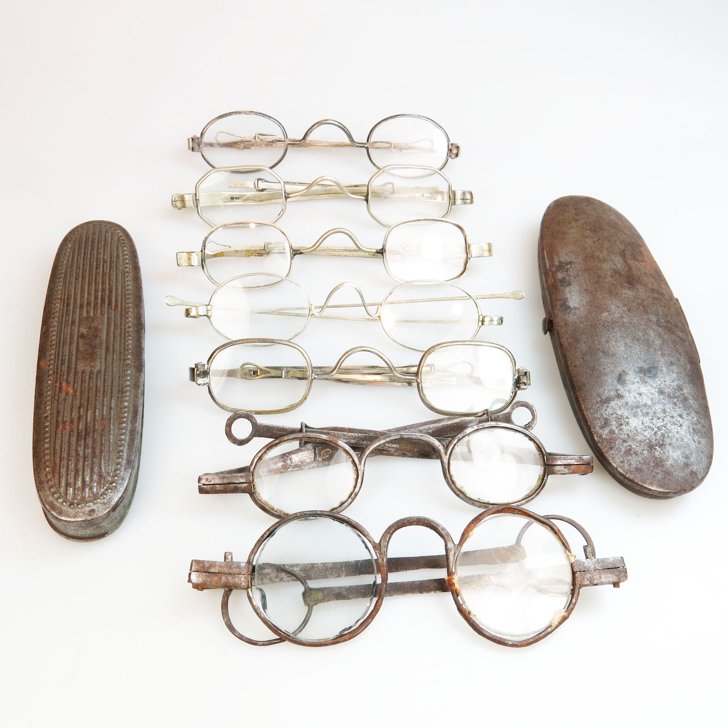 7 Pairs Of 18th & 19th Century Steel Framed Spectacles