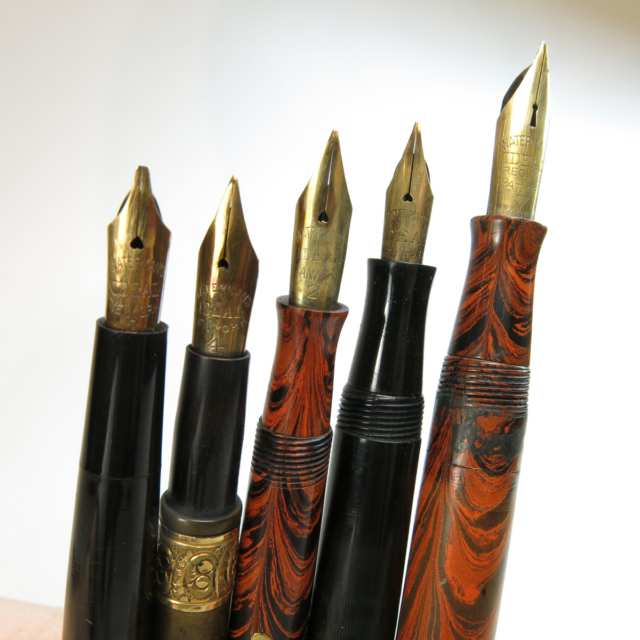 5 Various Waterman Fountain Pens And A Mechanical Pencil