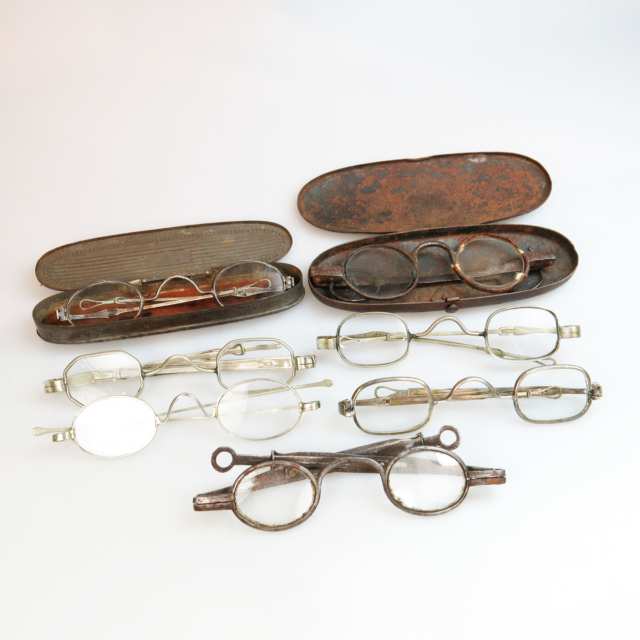 7 Pairs Of 18th & 19th Century Steel Framed Spectacles
