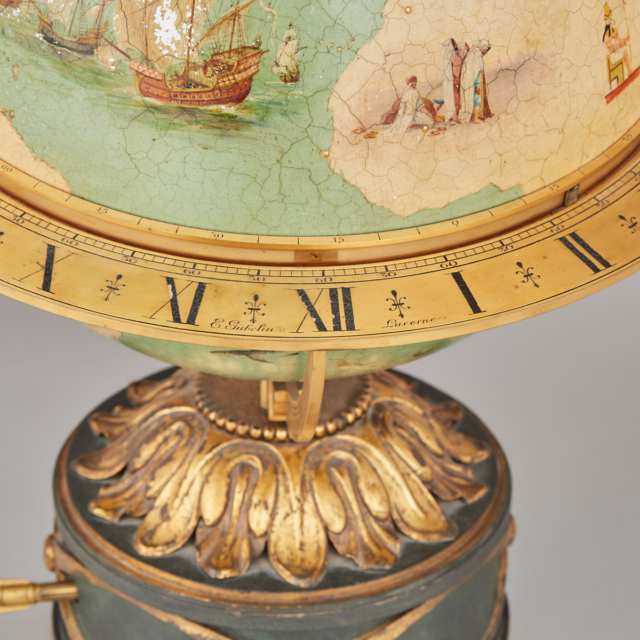 Swiss World Time Clock Globe on Stand, Eduard Gübelin, Lucerne, c.1930