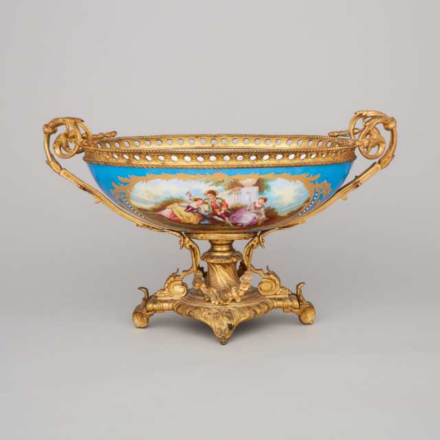 Ormolu Mounted 'Sèvres' Oval Centrepiece Bowl, late 19th century