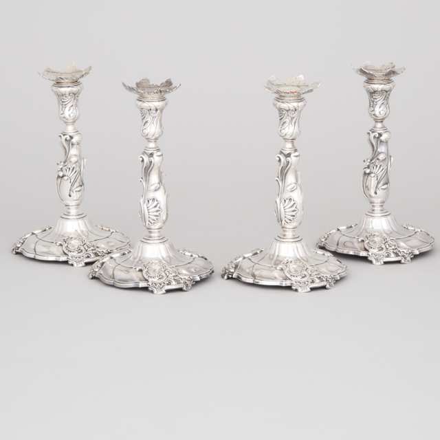 Set of Four Dutch Silver Table Candlesticks, Hendrik Fortman, Leiden, c.1755-66