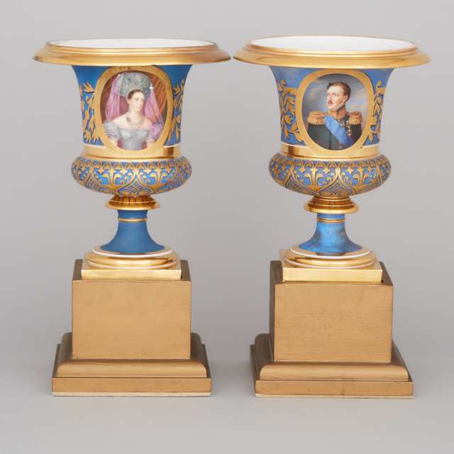 Pair of Russian Imperial Porcelain Portrait Vases, period of Nicholas I, c.1830