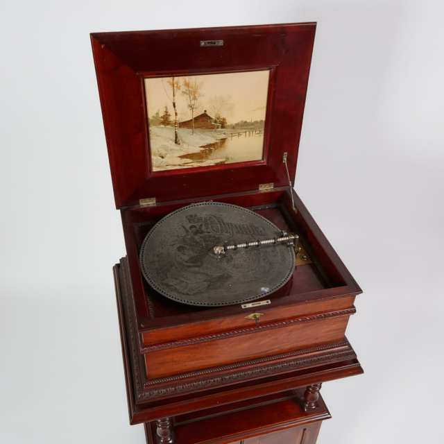 Olympia Mahogany Disc Music Box on Stand, c.1895