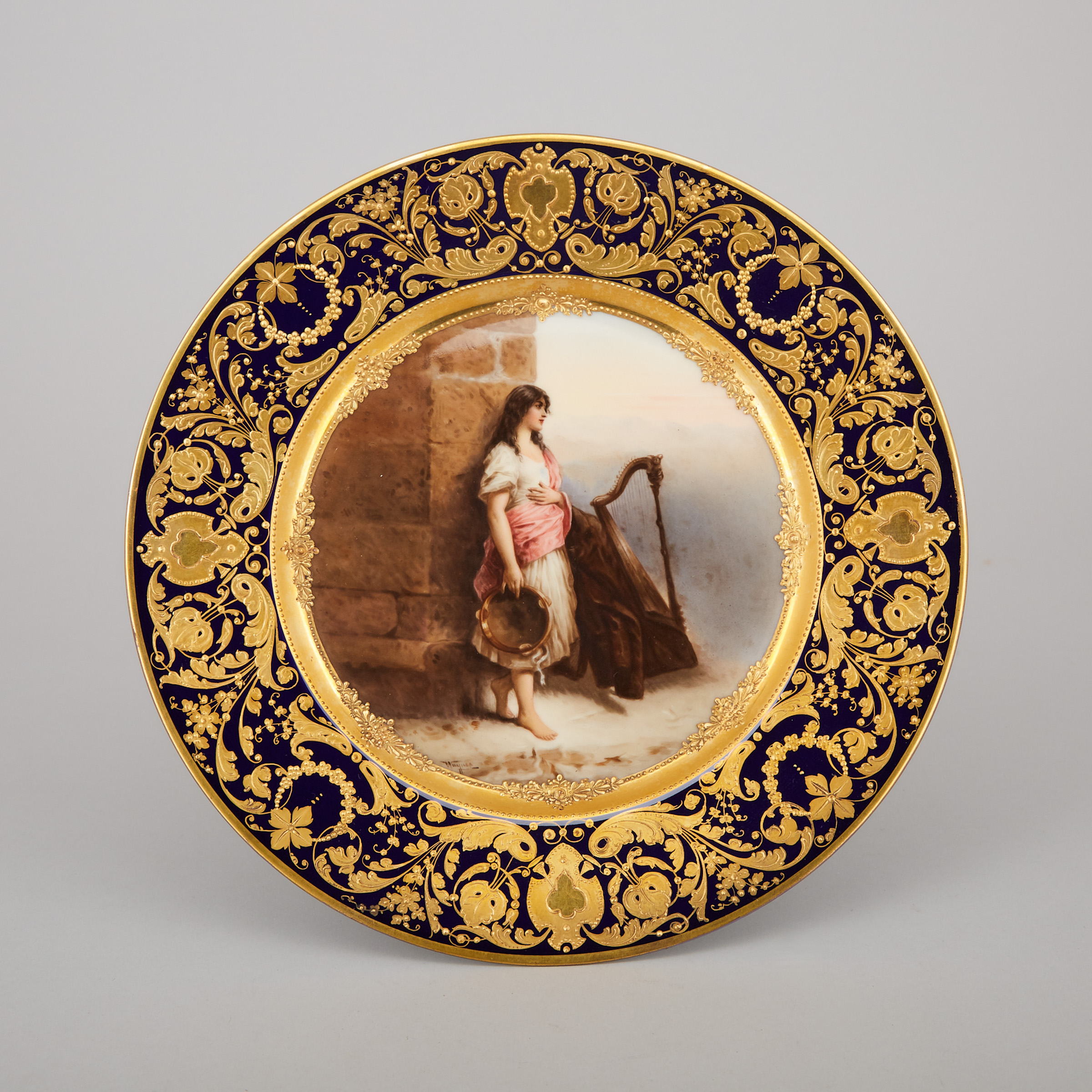 Dresden 'Vienna' Cabinet Plate, 'Heimatlos', after William Kray, early 20th century
