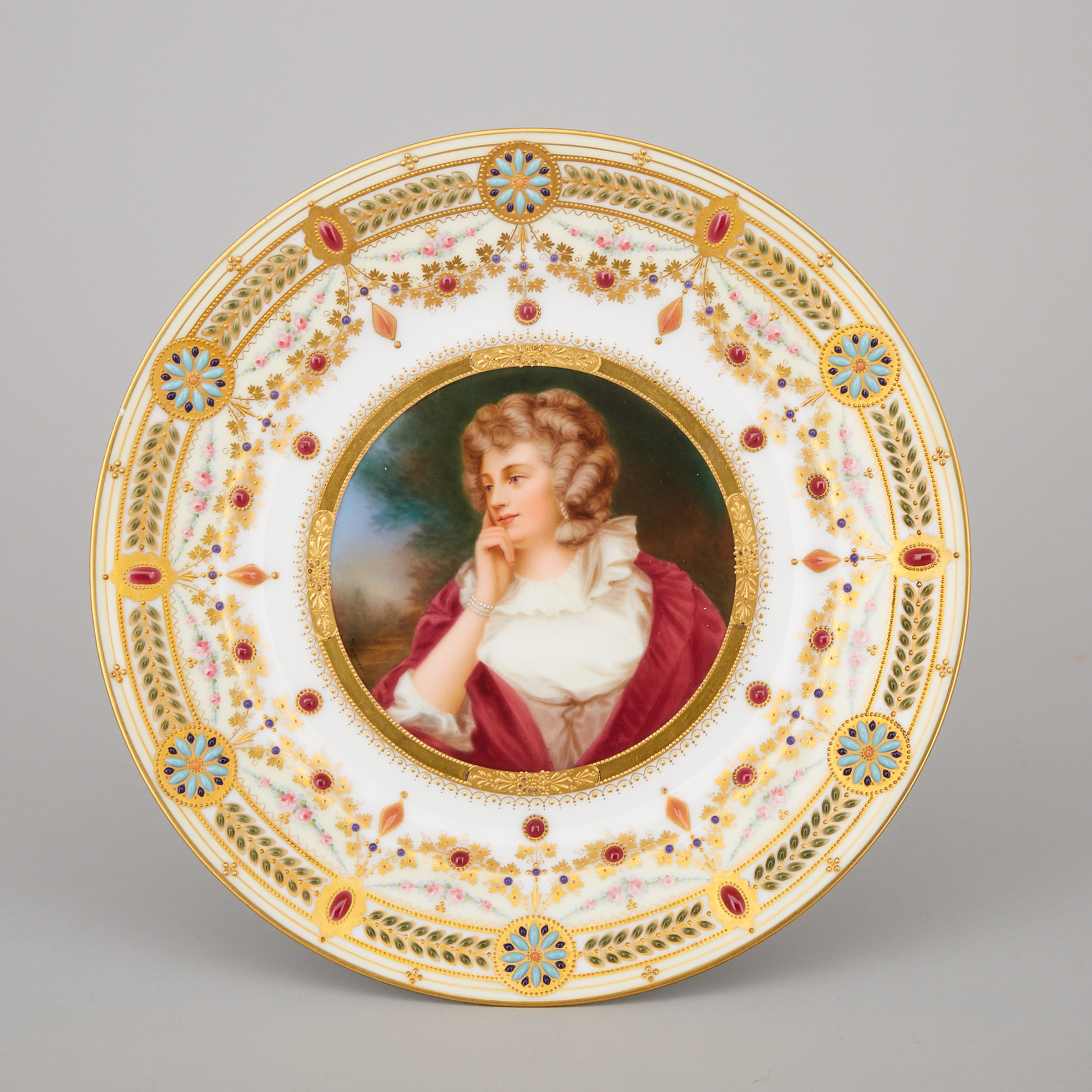 Dresden 'Jeweled' Portrait Plate, early 20th century