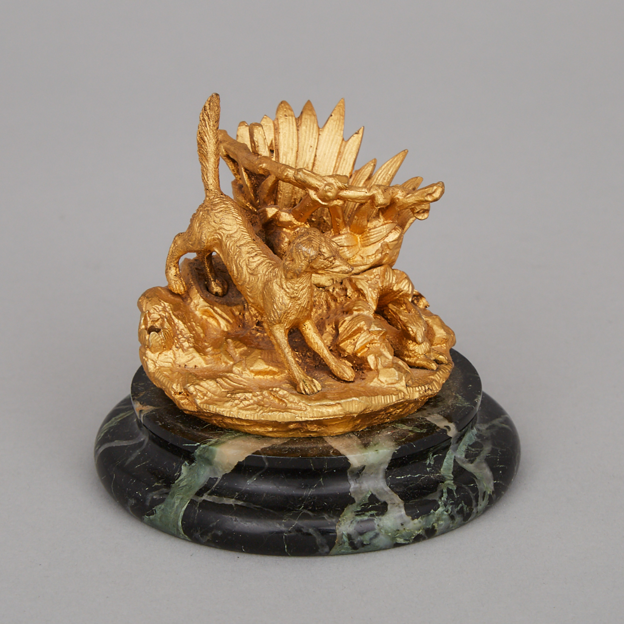 French Gilt Bronze Naturalistic Match Holder and Strike, 19th century