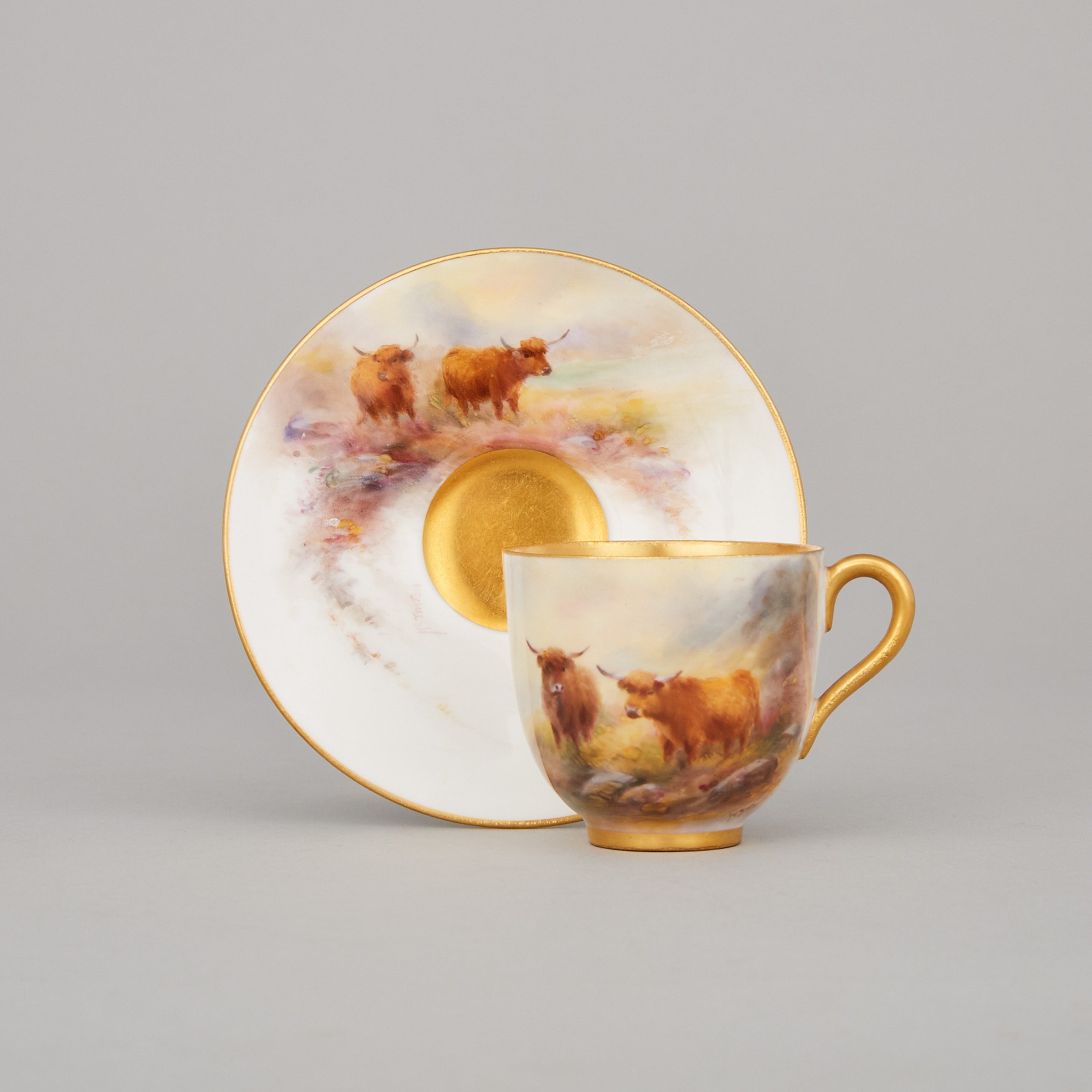 Six Royal Worcester Coffee Cups and Saucers, Harry Stinton, 1912-13