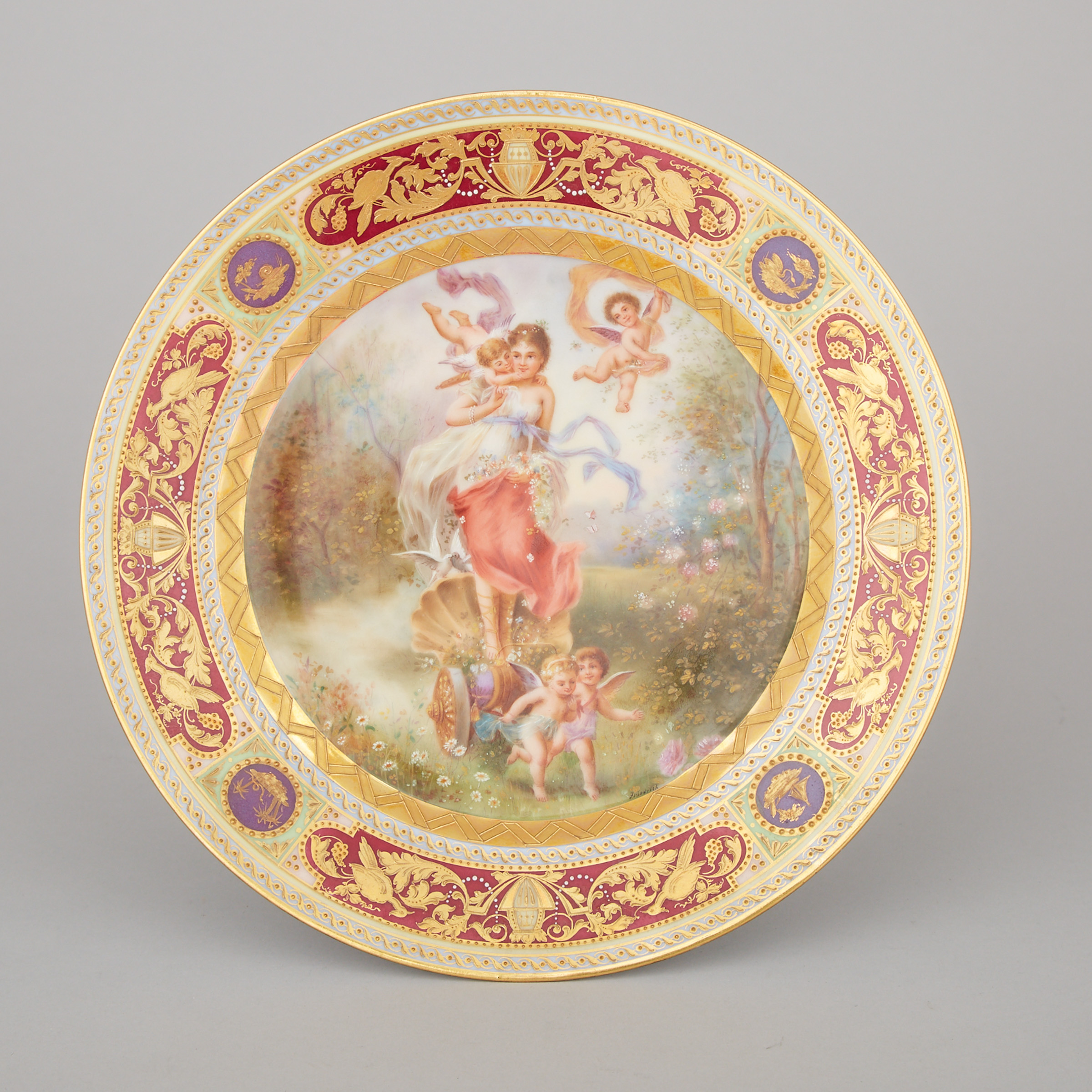 Dresden 'Vienna' Cabinet Plate, 'Liebsfrühling', early 20th century