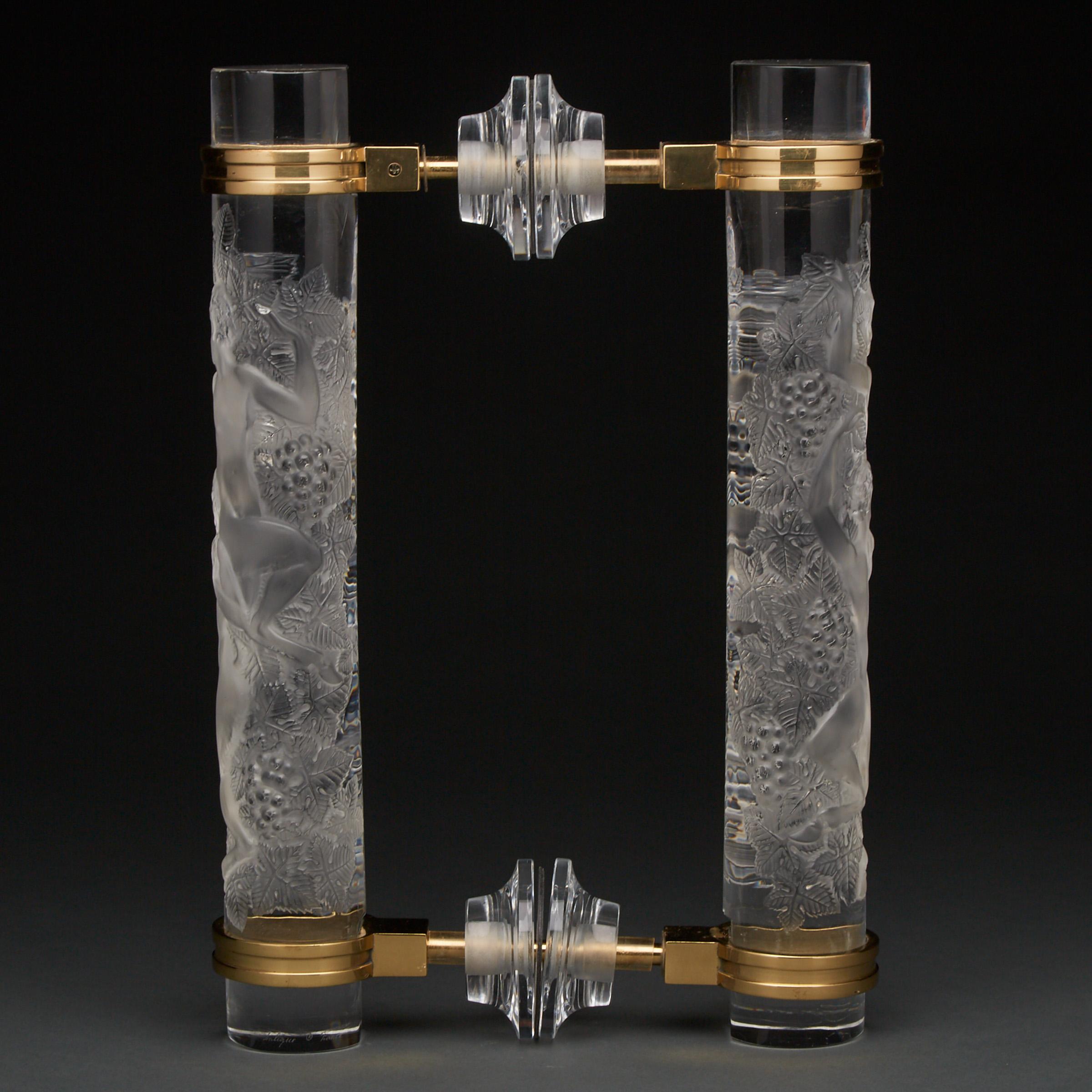 'Faunes', Pair of Lalique Glass Door Handles, post-1978