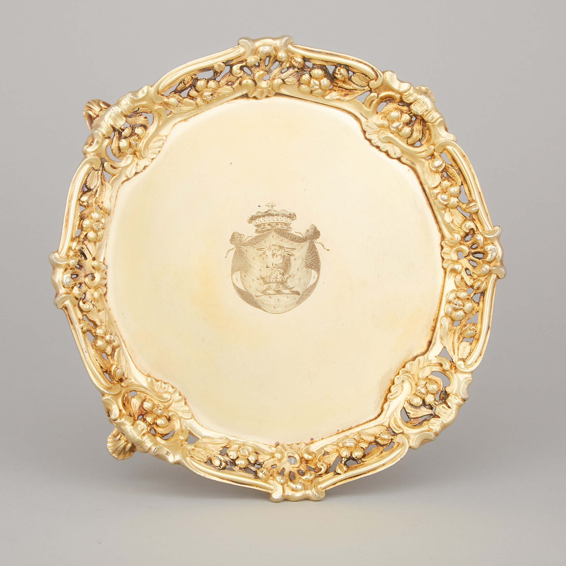 George II Silver-Gilt Shaped Circular Salver, probably William Cripps, London, 1758