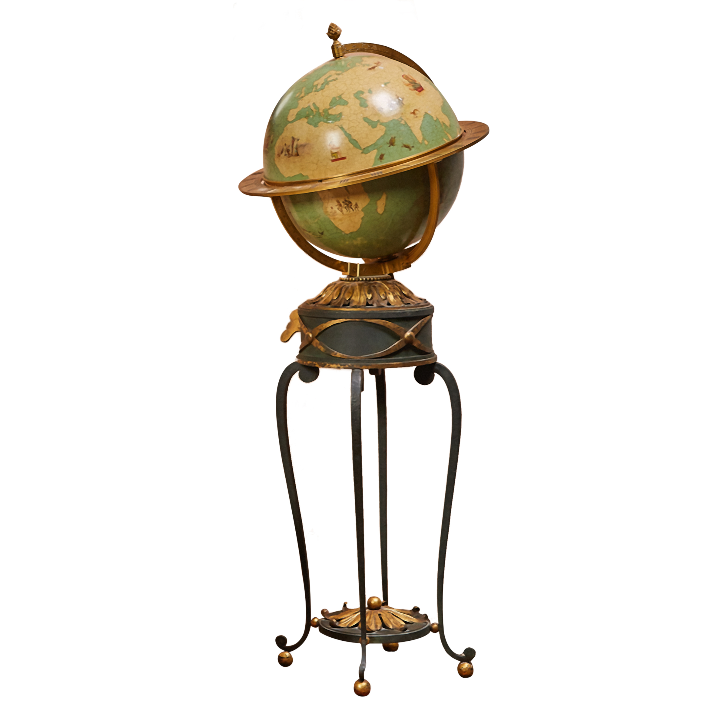 Swiss World Time Clock Globe on Stand, Eduard Gübelin, Lucerne, c.1930