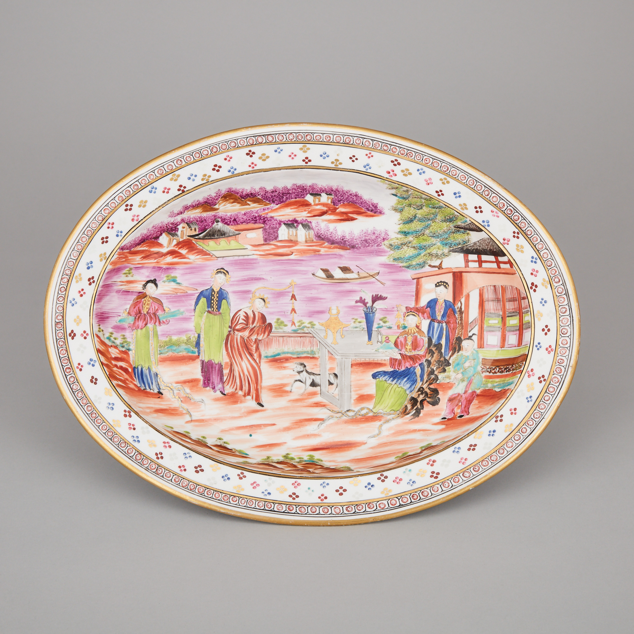 English Porcelain Oval Dish, possibly Miles Mason, early 19th century
