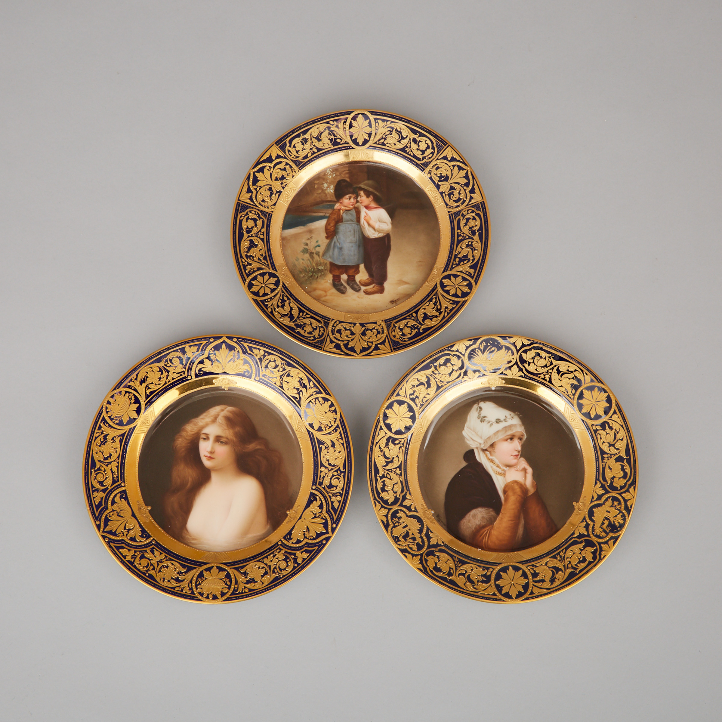 Three 'Vienna' Small Cabinet Plates, early 20th century