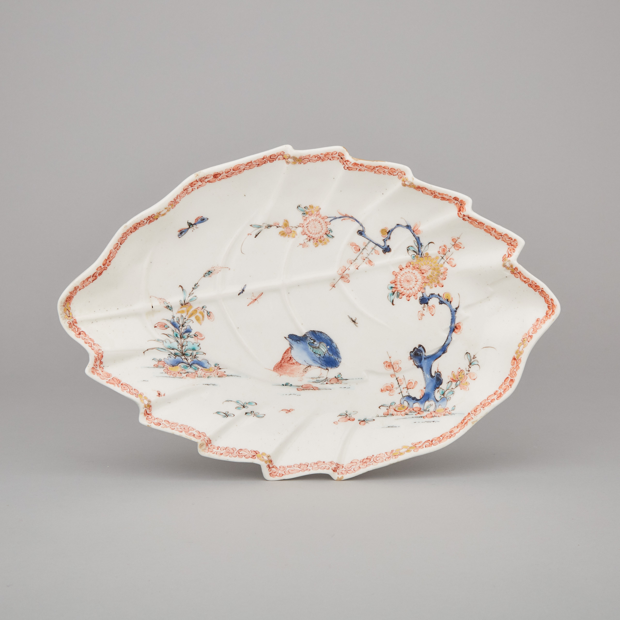 Bow Kakiemon 'Two Quail' Pattern Leaf Dish, c.1760