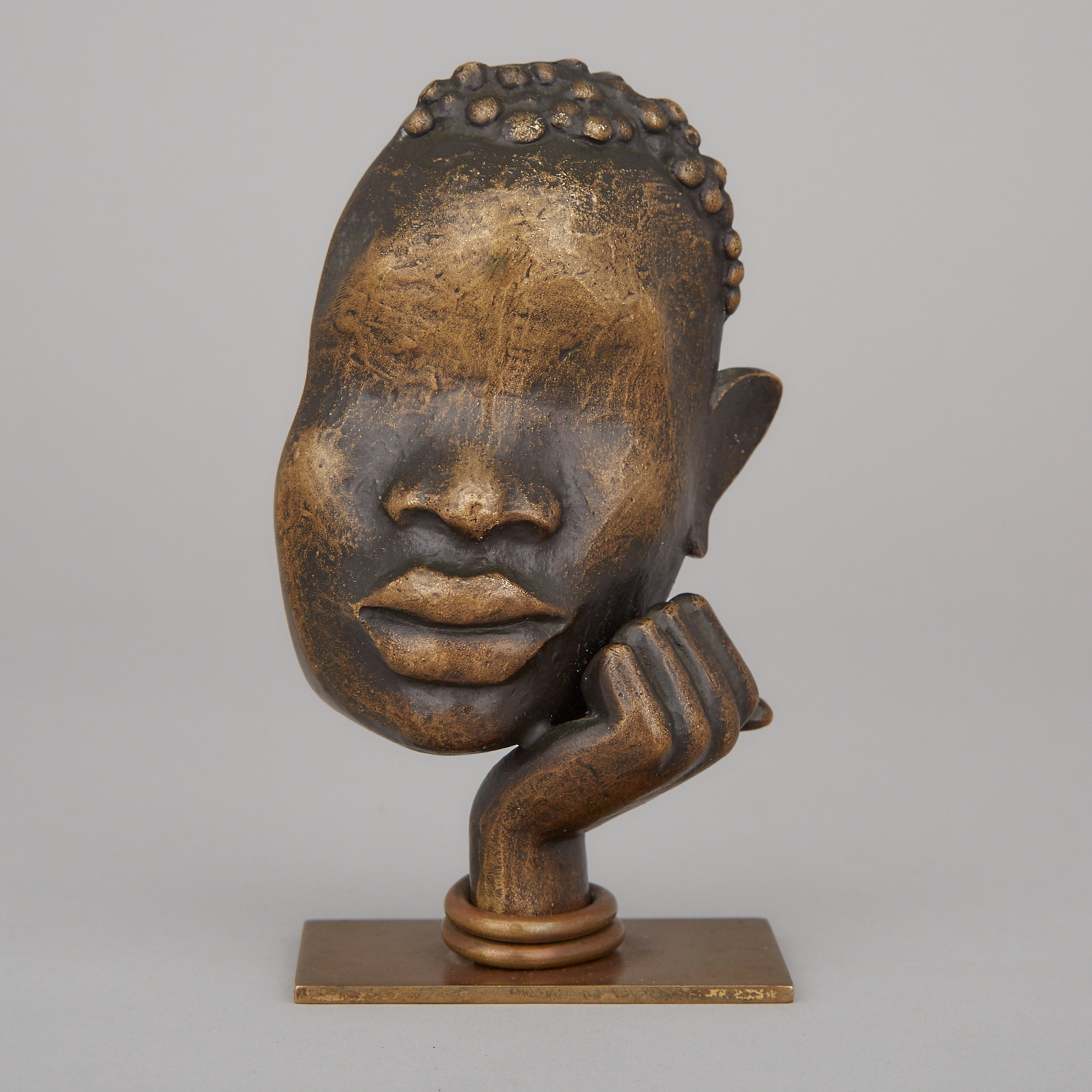 Hagenauer Werkstätte Patinated Bronze Mask an African Woman c.1930