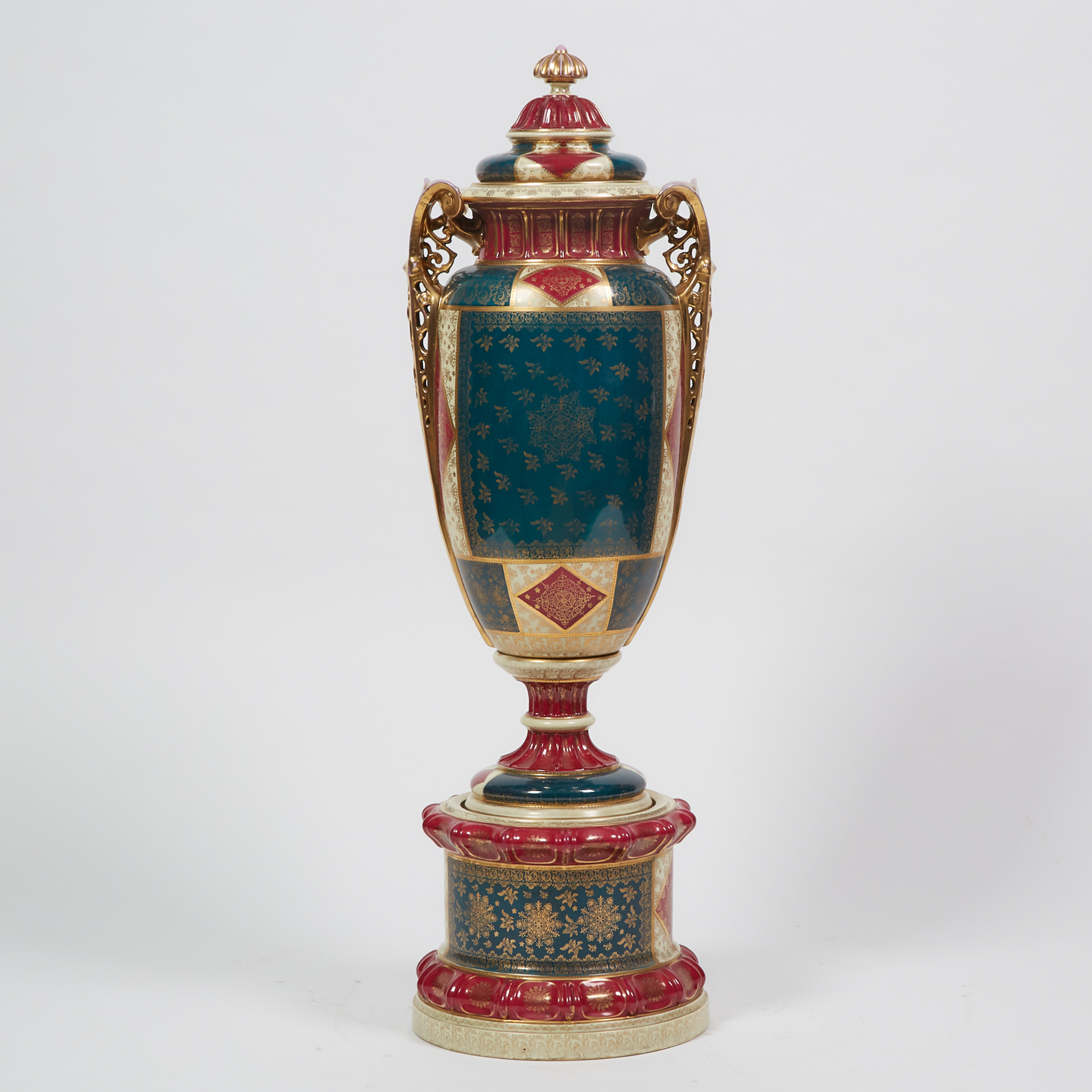 Massive 'Vienna' Two-Handled Vase and Cover, early 20th century