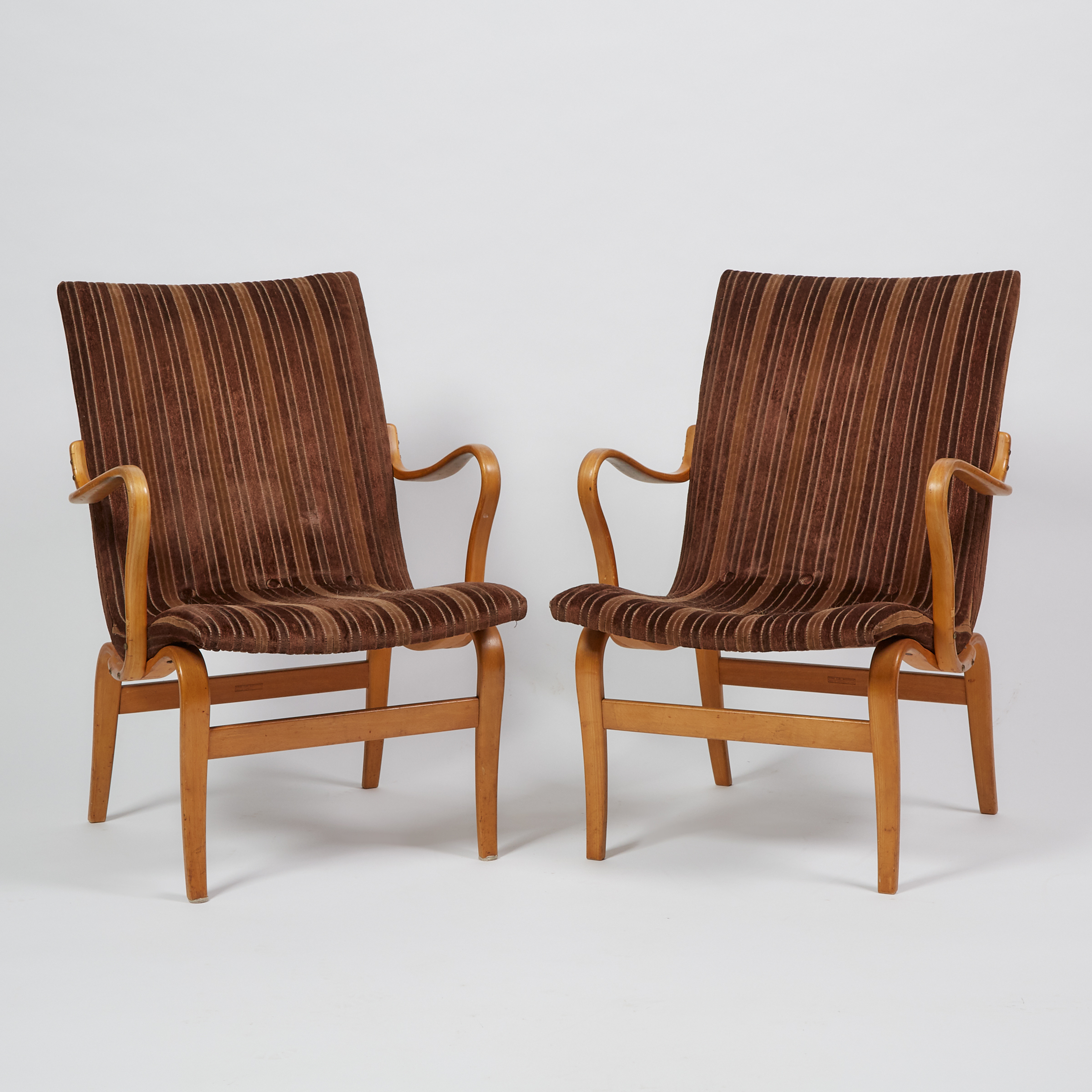 Pair of Bruno Mathsson ‘Eva’ Open Arm Chairs, mid 20th century