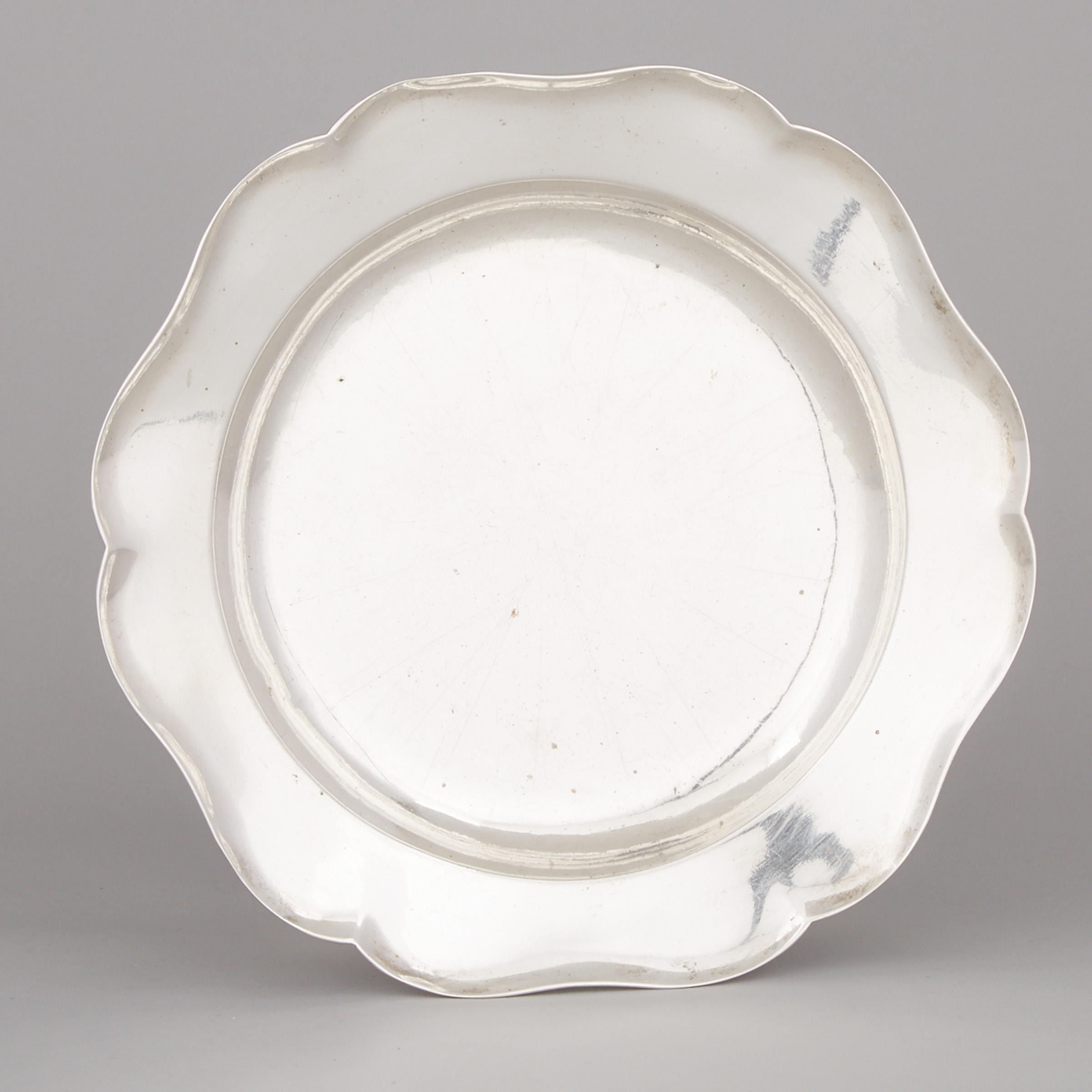 German Silver Shaped Circular Dish, probably Emanuel Drentwet, Augsburg, 1757-59