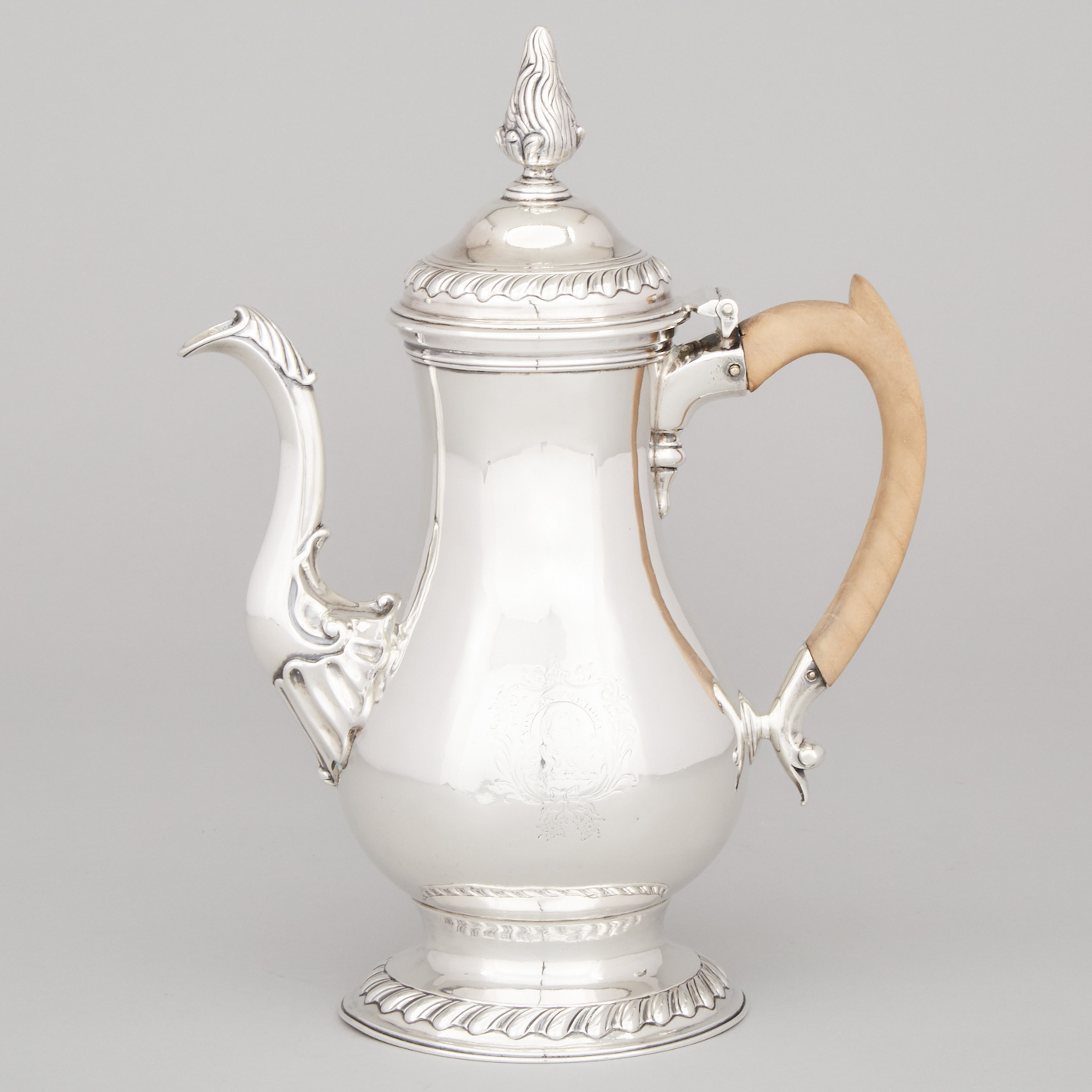 George III Scottish Silver Coffee Pot, James Gilsand, Edinburgh, 1772