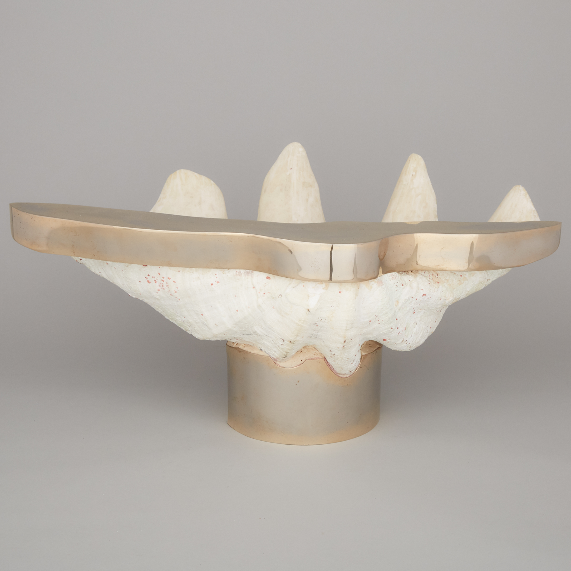 Large Bronze Mounted Clam Shell Bowl, mid 20th century