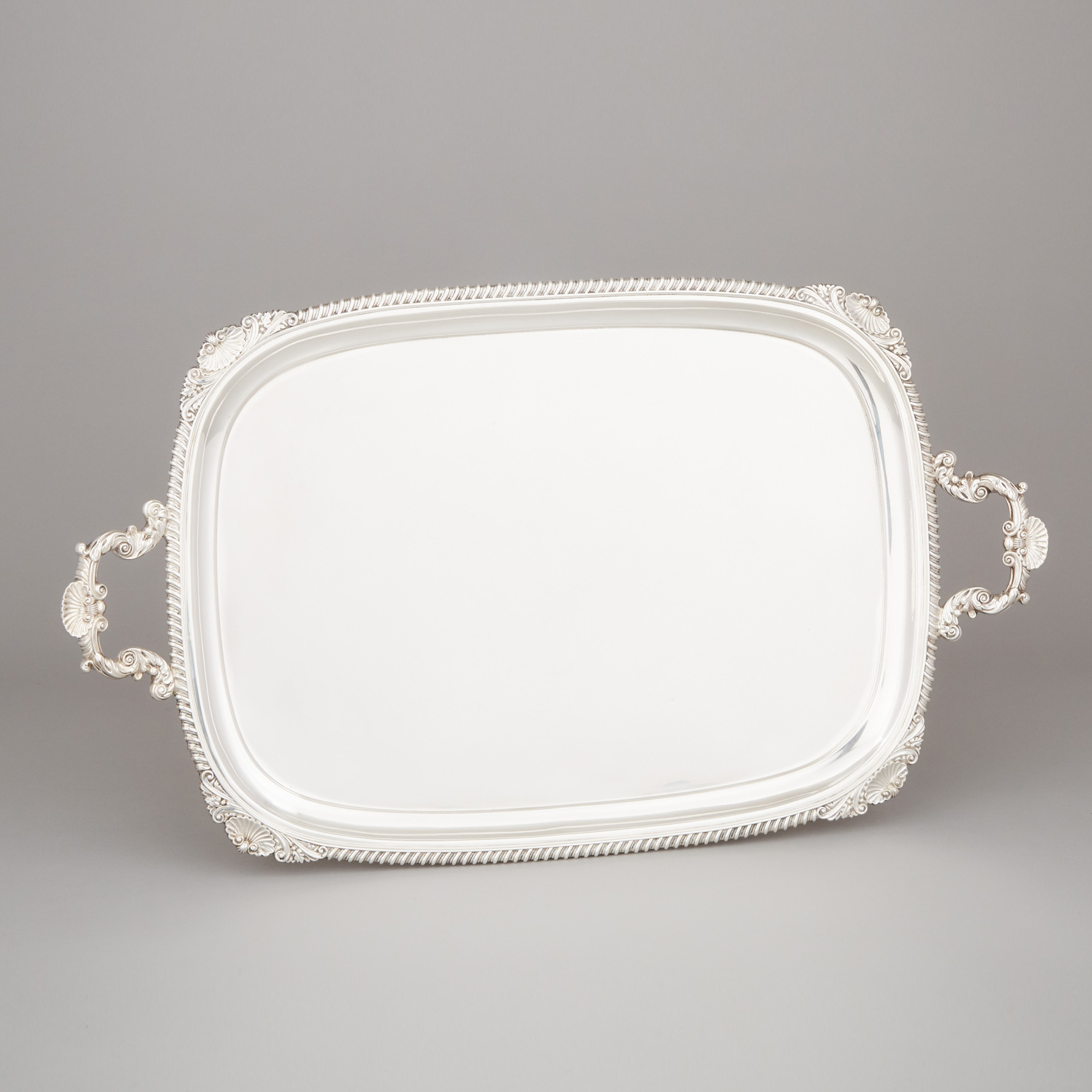 English Silver Two-Handled Serving Tray, Harrison Bros. & Howson, Sheffield, 1948