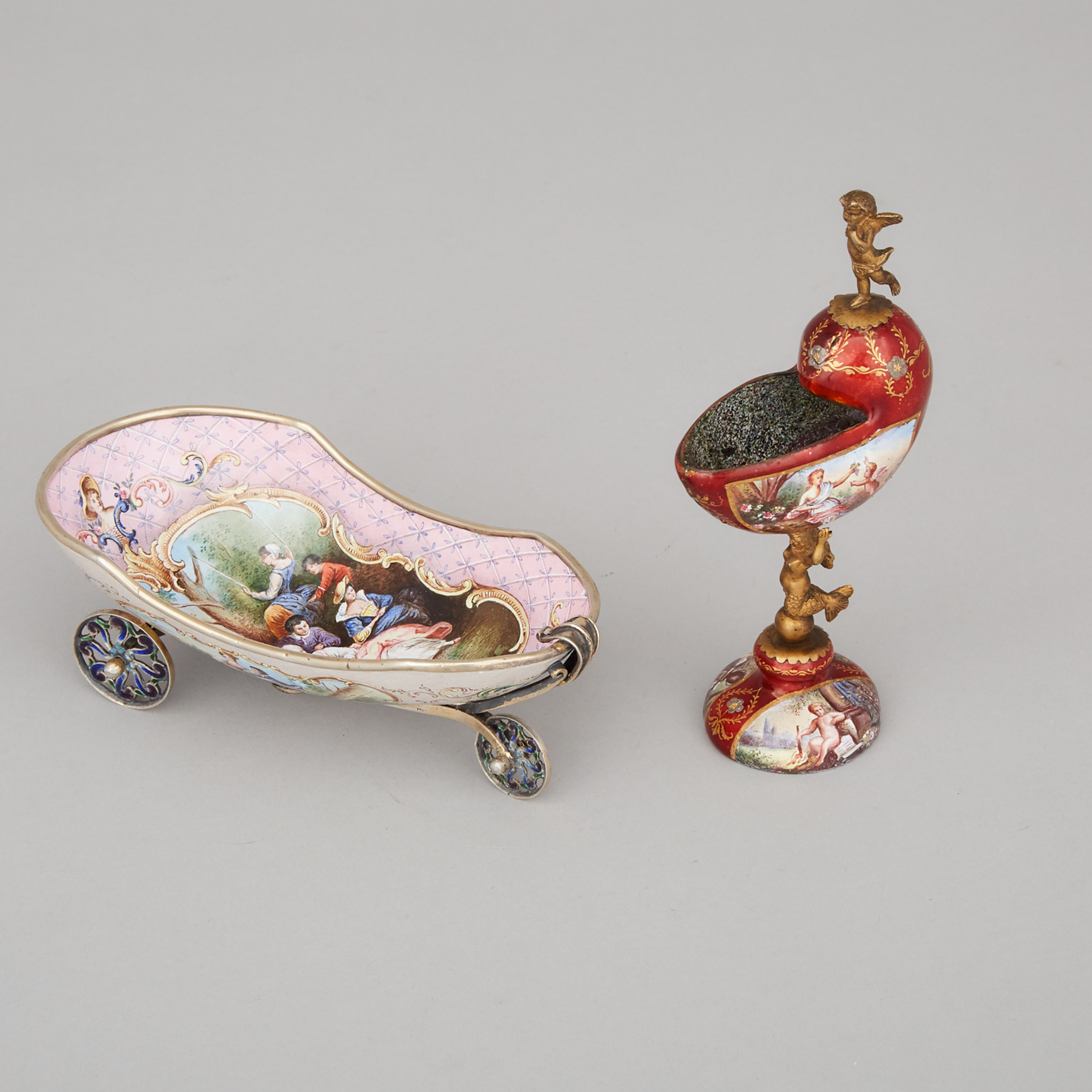 Two Pieces Viennese Enamel Ware, c.1900