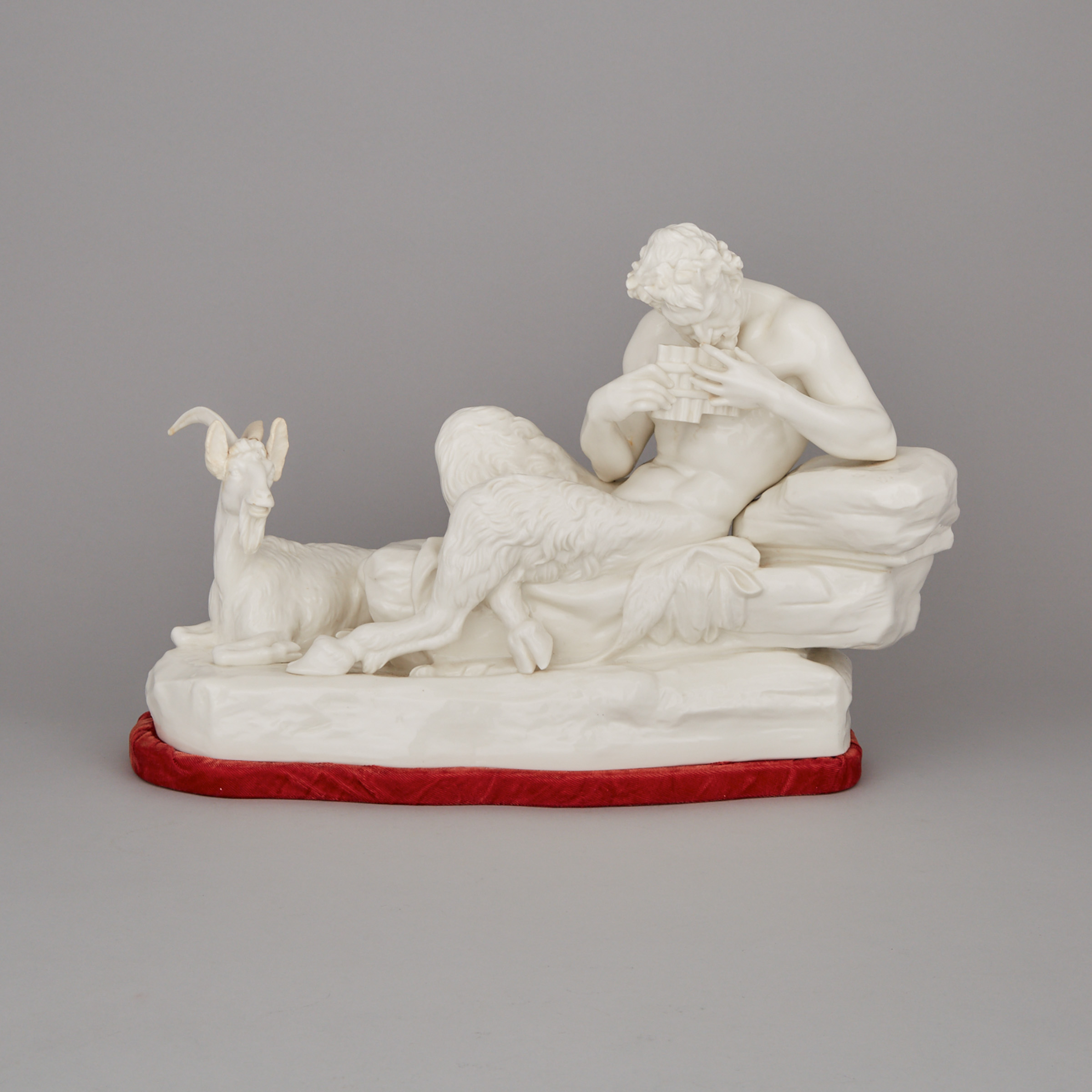 Nymphenburg Blanc de Chine Glazed Figure Group of Pan Playing His Pipes, 20th century