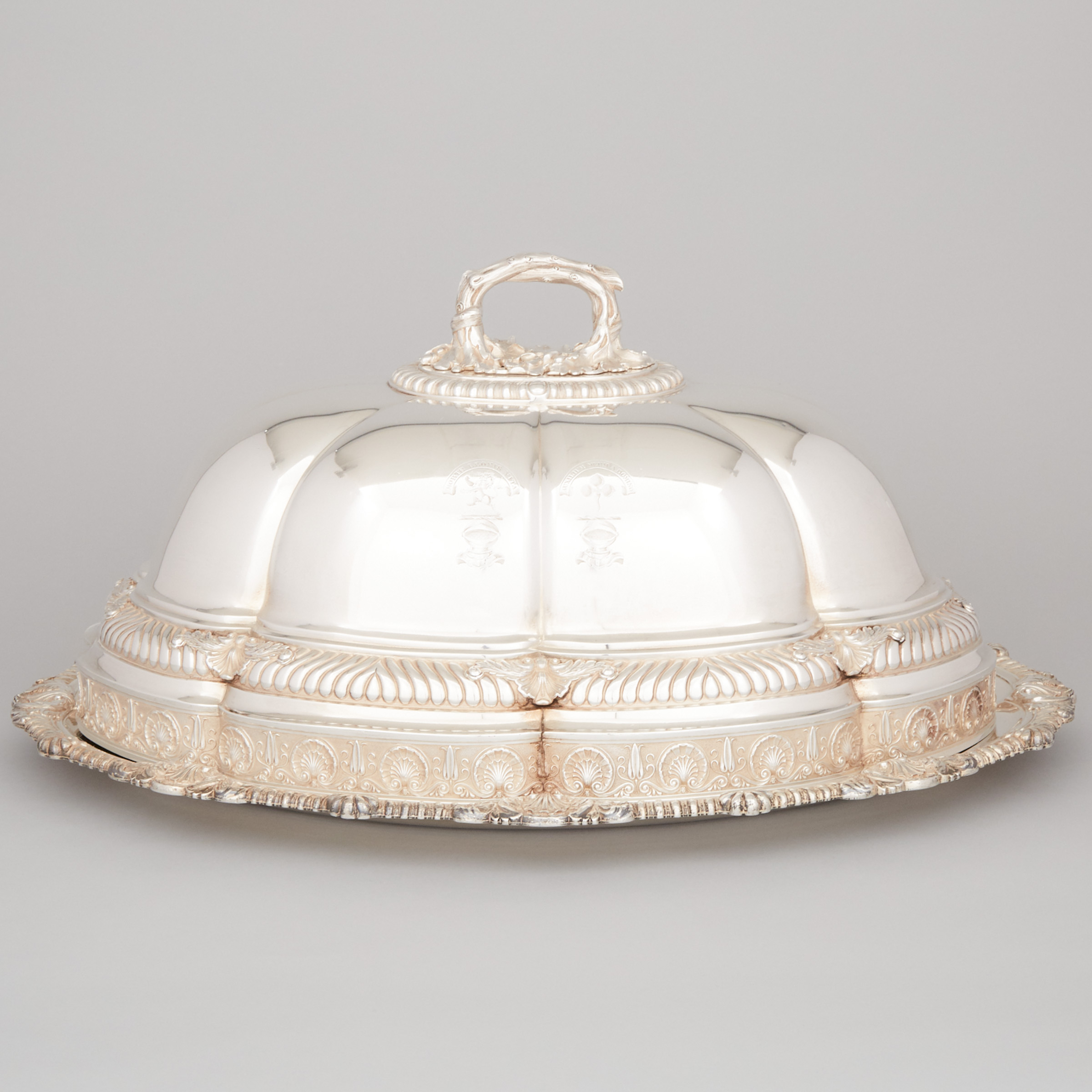 George IV Silver Oval Meat Dish and Cover, John Bridge, London, 1824