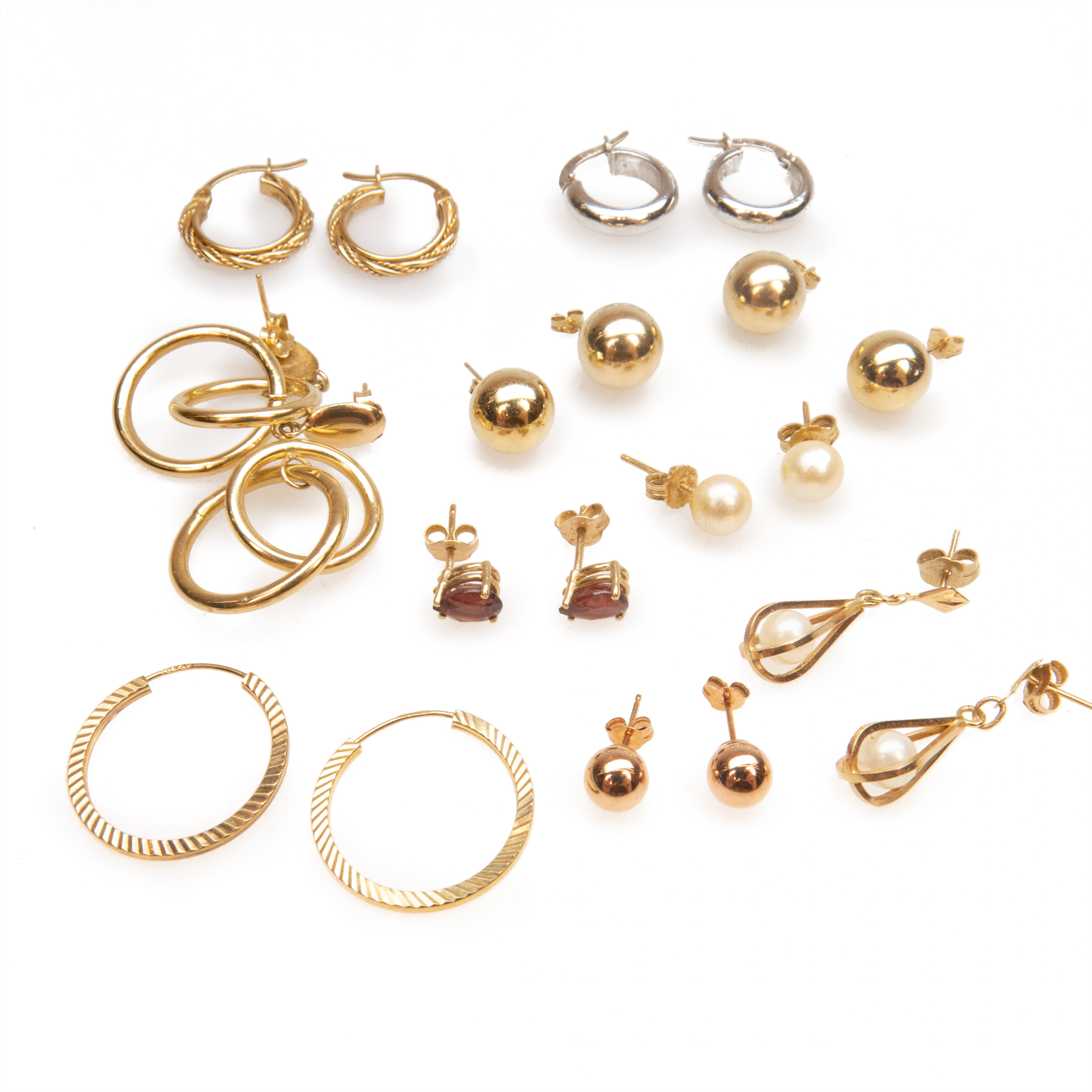 10 Pairs Of Various Gold Earrings