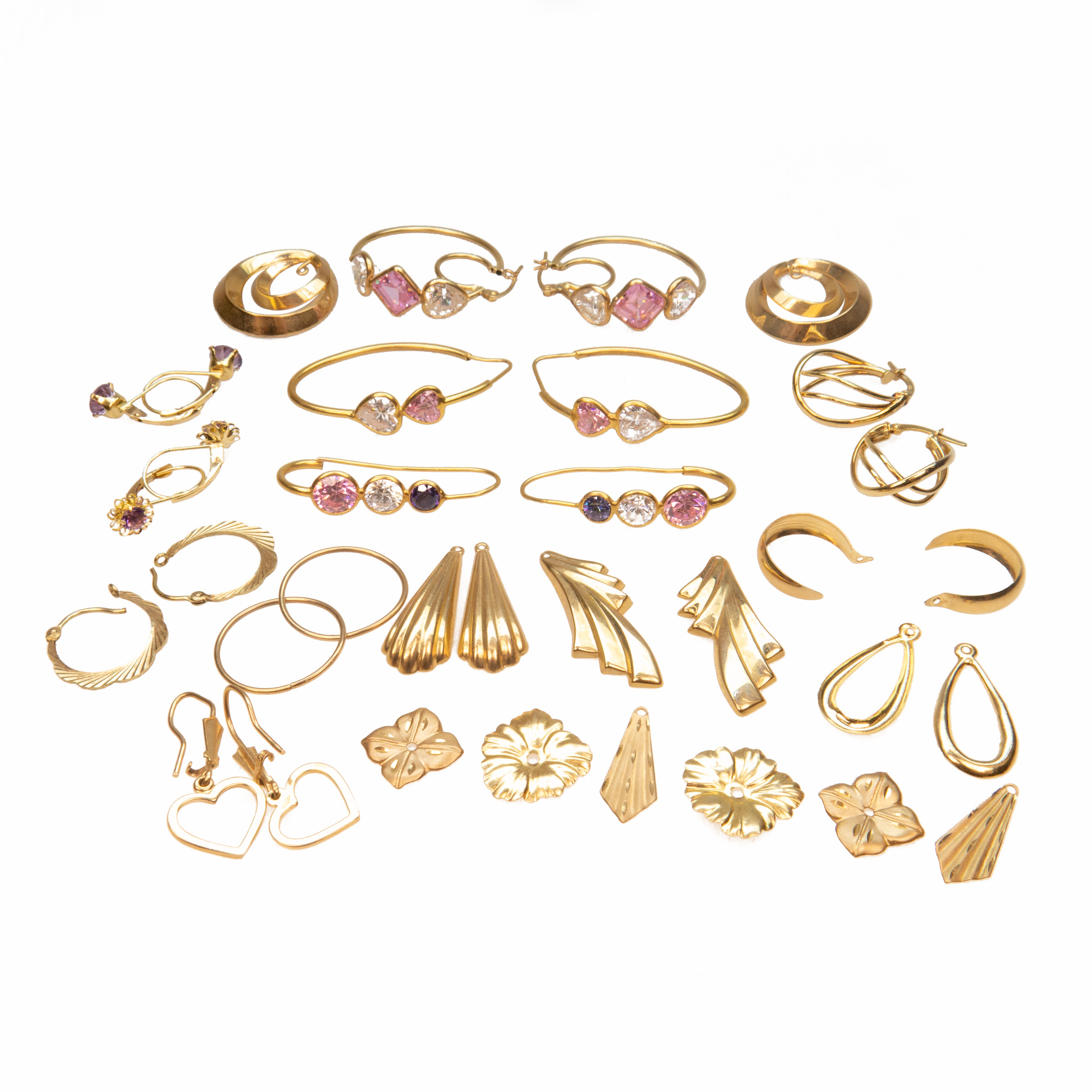 Small Quantity Of 14K Yellow Gold Earrings And Earring Enhancers