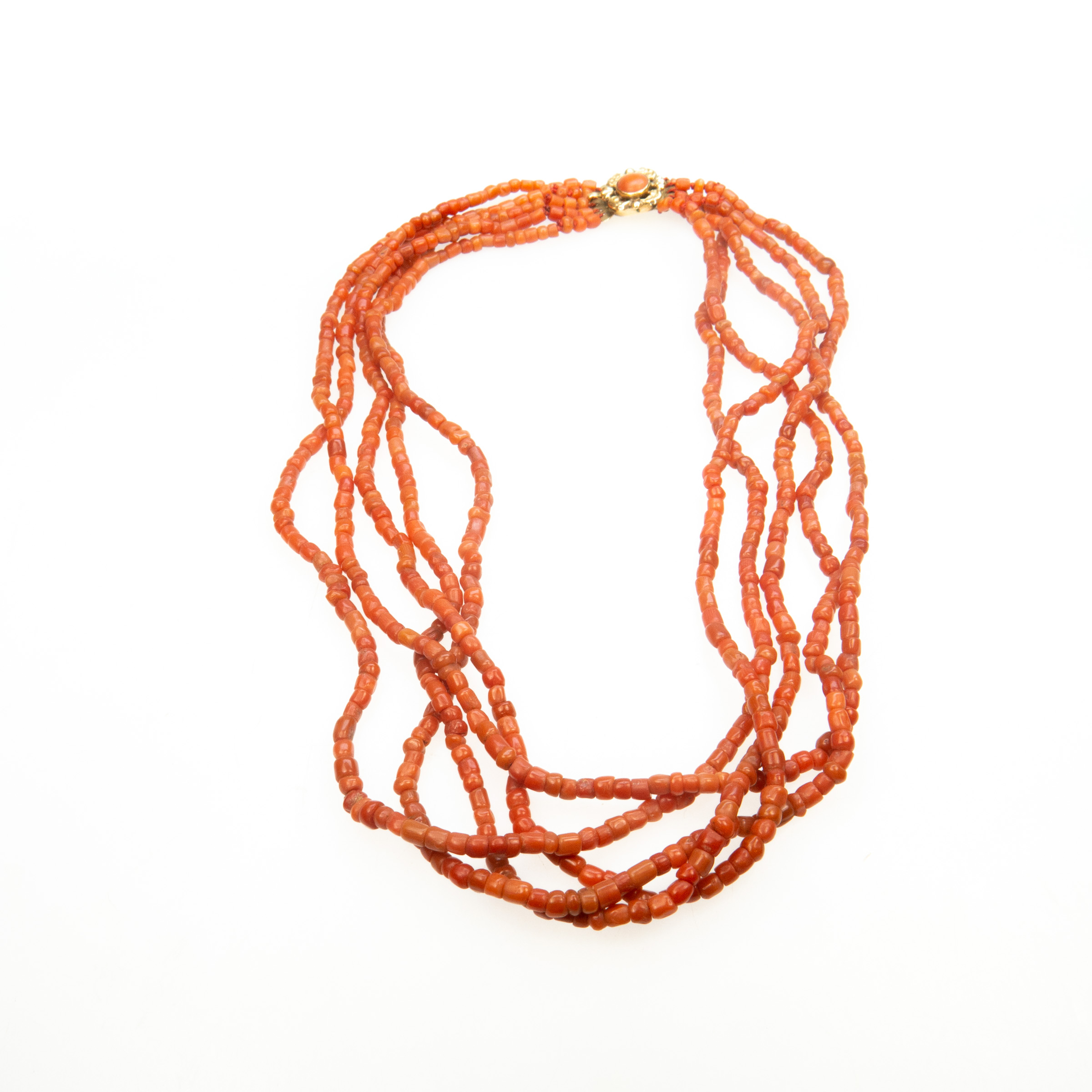 5 Strand Coral Bead Necklace