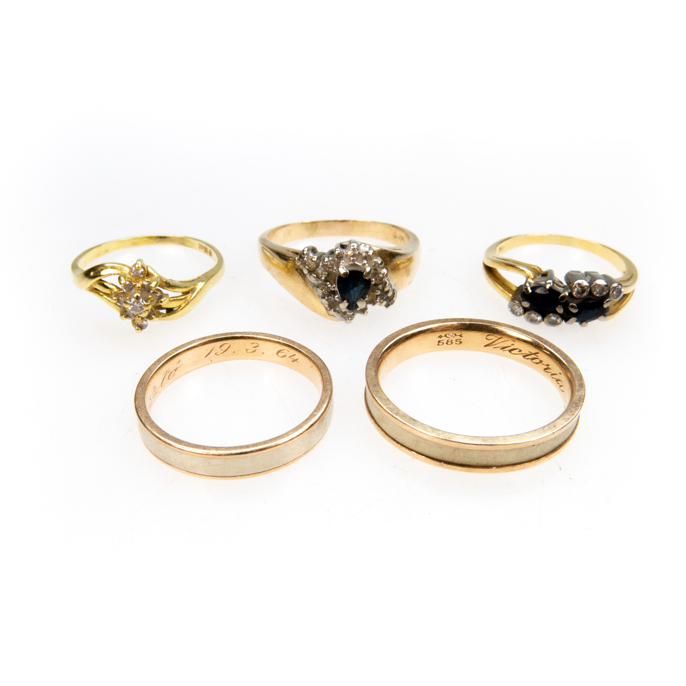3 x 14k & 2 x 18k Yellow Gold Rings And Bands