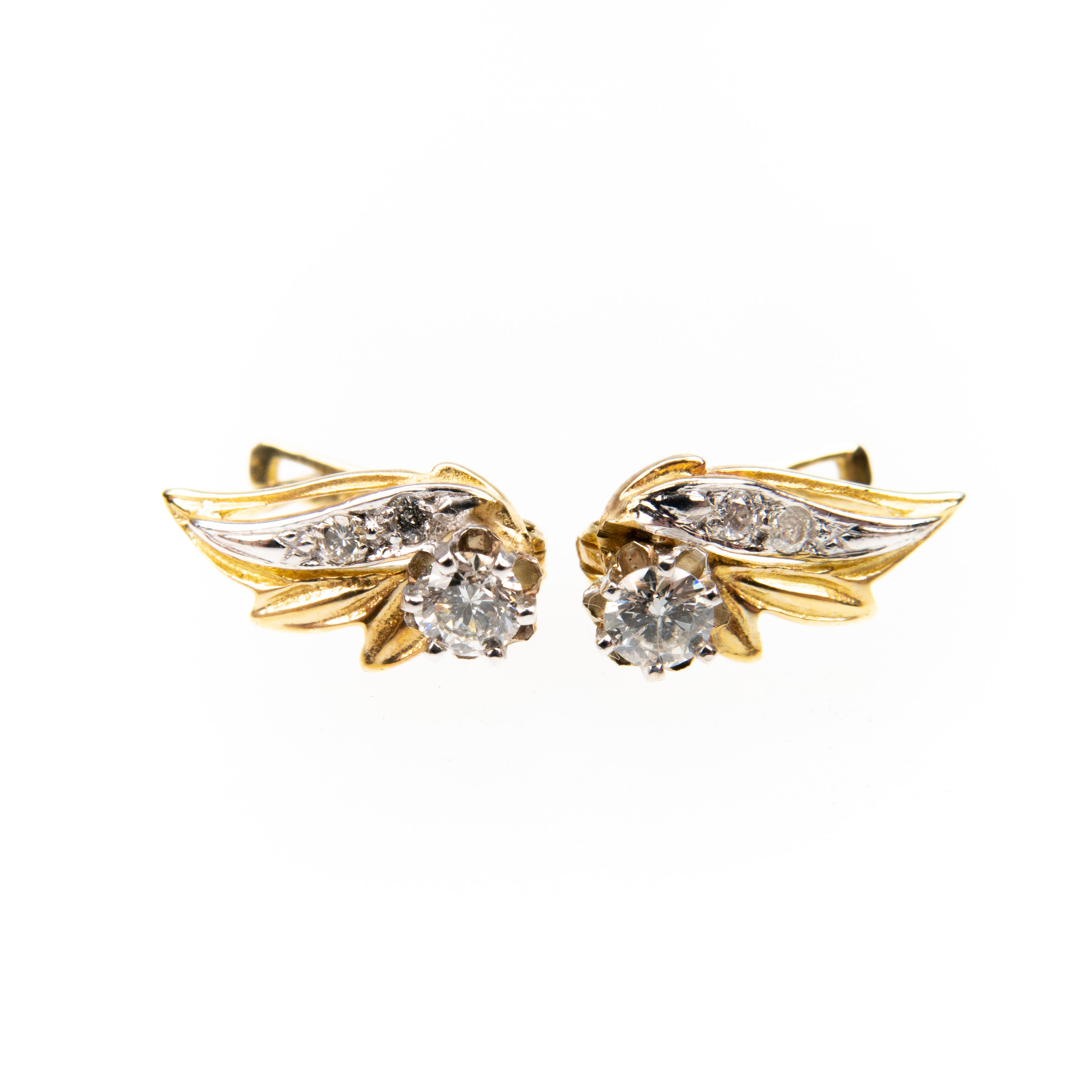 Pair Of 14K Yellow And White Gold Earrings