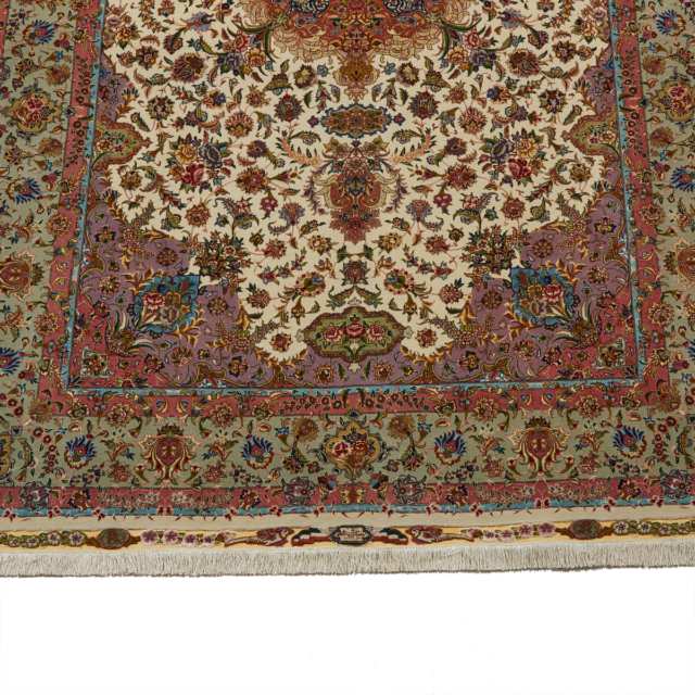 Wool and Silk Tabriz Carpet, Persian, late 20th century