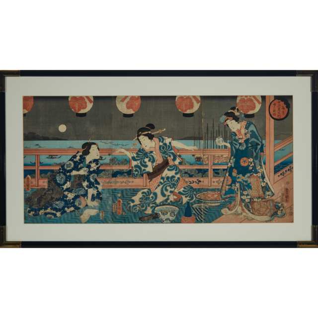Utagawa Kunisada (Toyokuni III, 1786-1865), The Seventh Month: Waiting for the Moon, Circa 1854