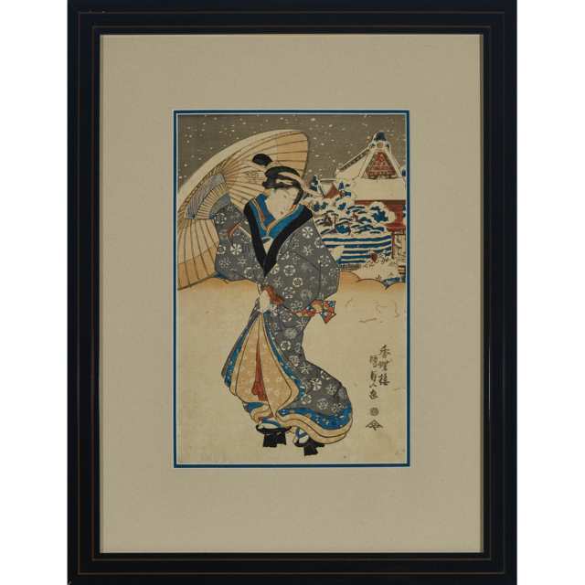 Utagawa Kunisada (Toyokuni III, 1786-1865), Utagawa Kuniyoshi (1789-1861), and Utagawa Kuniyasu (1794-1832), Three Portraits of Ladies